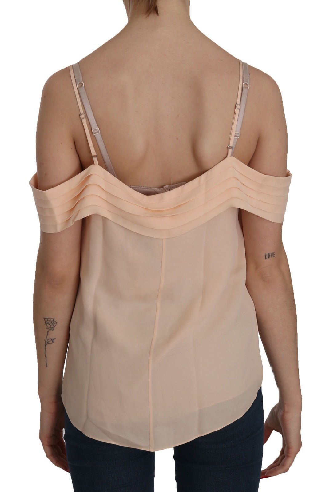 Orange Off Shoulder Strap Square Neck Top Blouse - TIZZIL