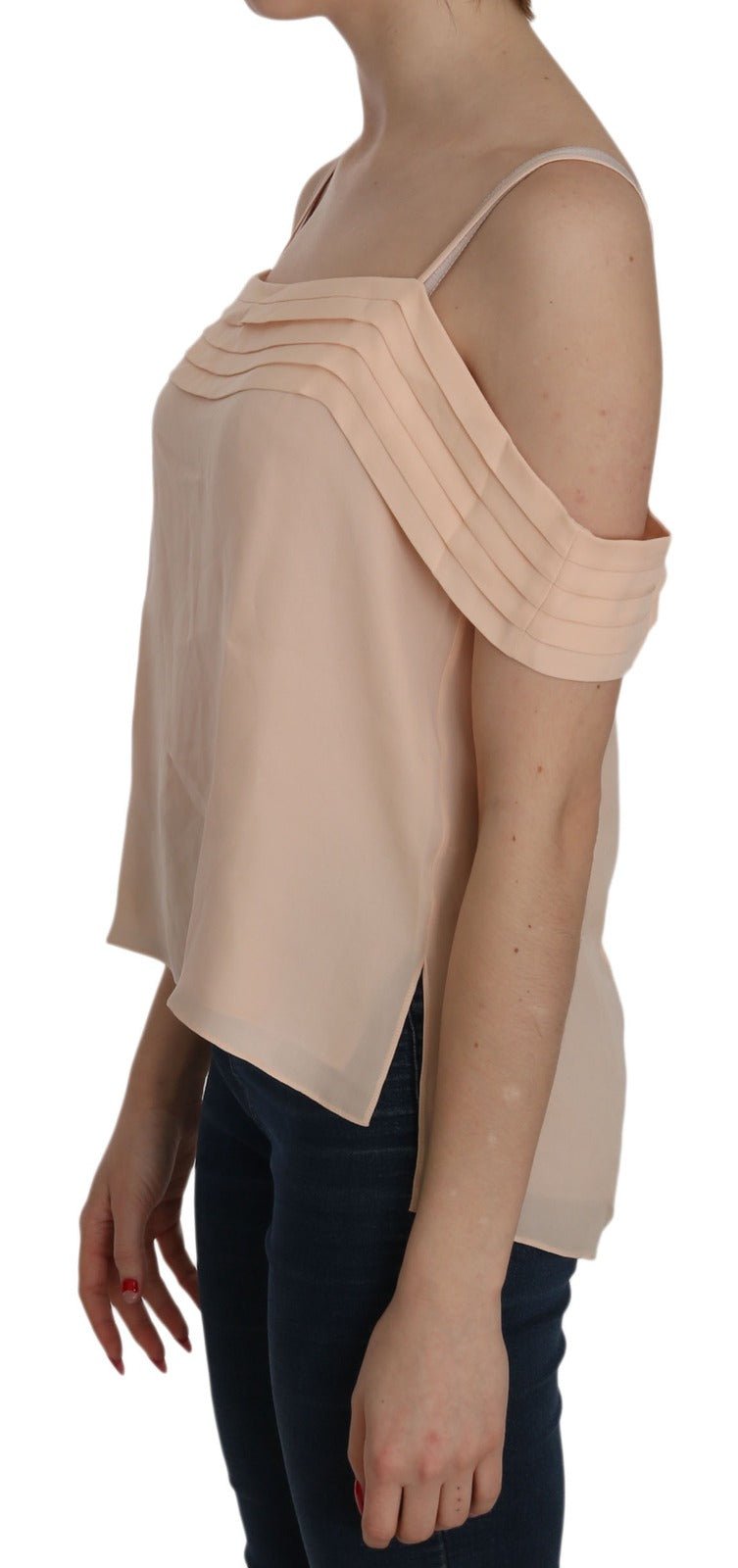 Orange Off Shoulder Strap Square Neck Top Blouse - TIZZIL