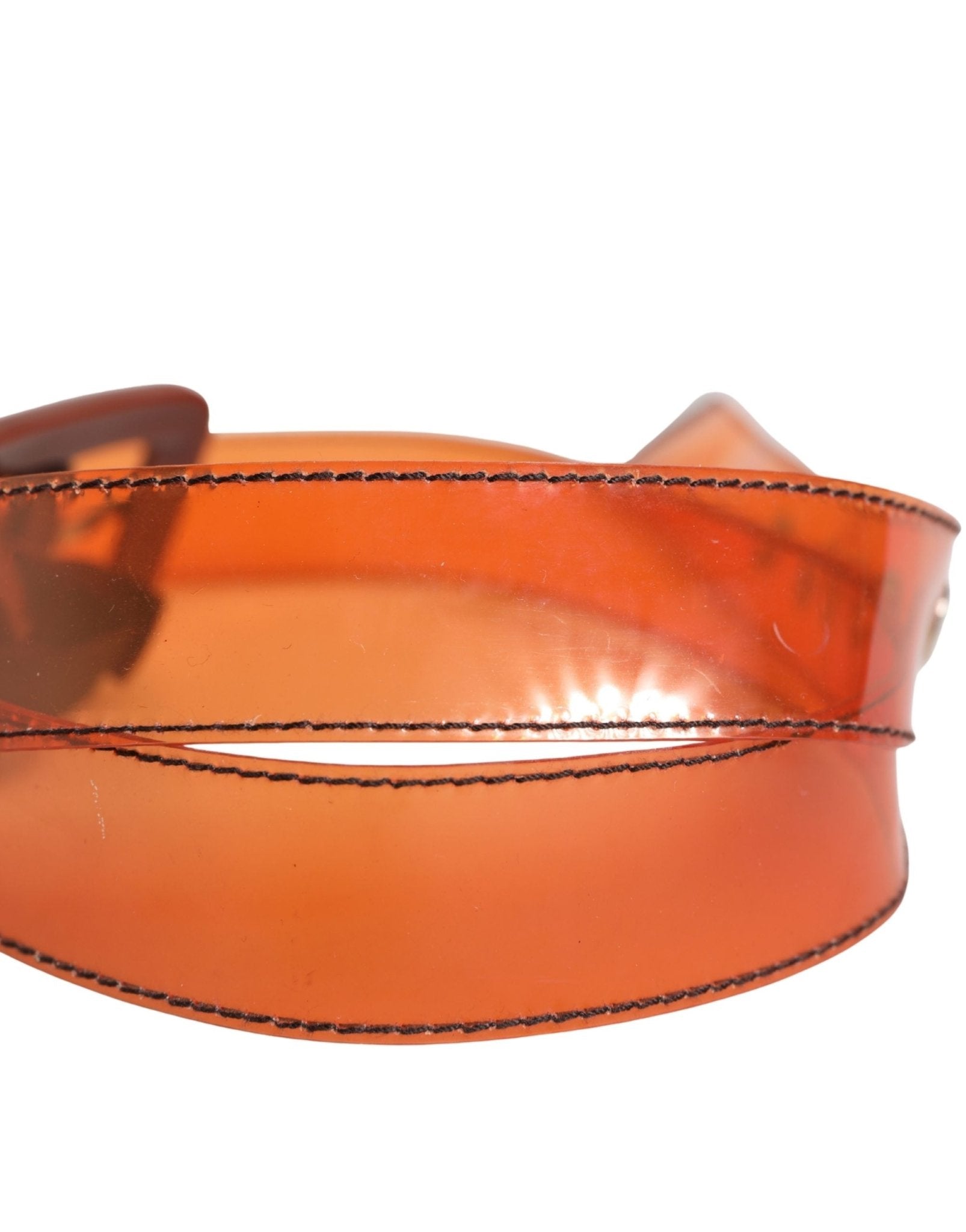 Orange PVC Waist Women Cintura Square Buckle Belt - TIZZIL