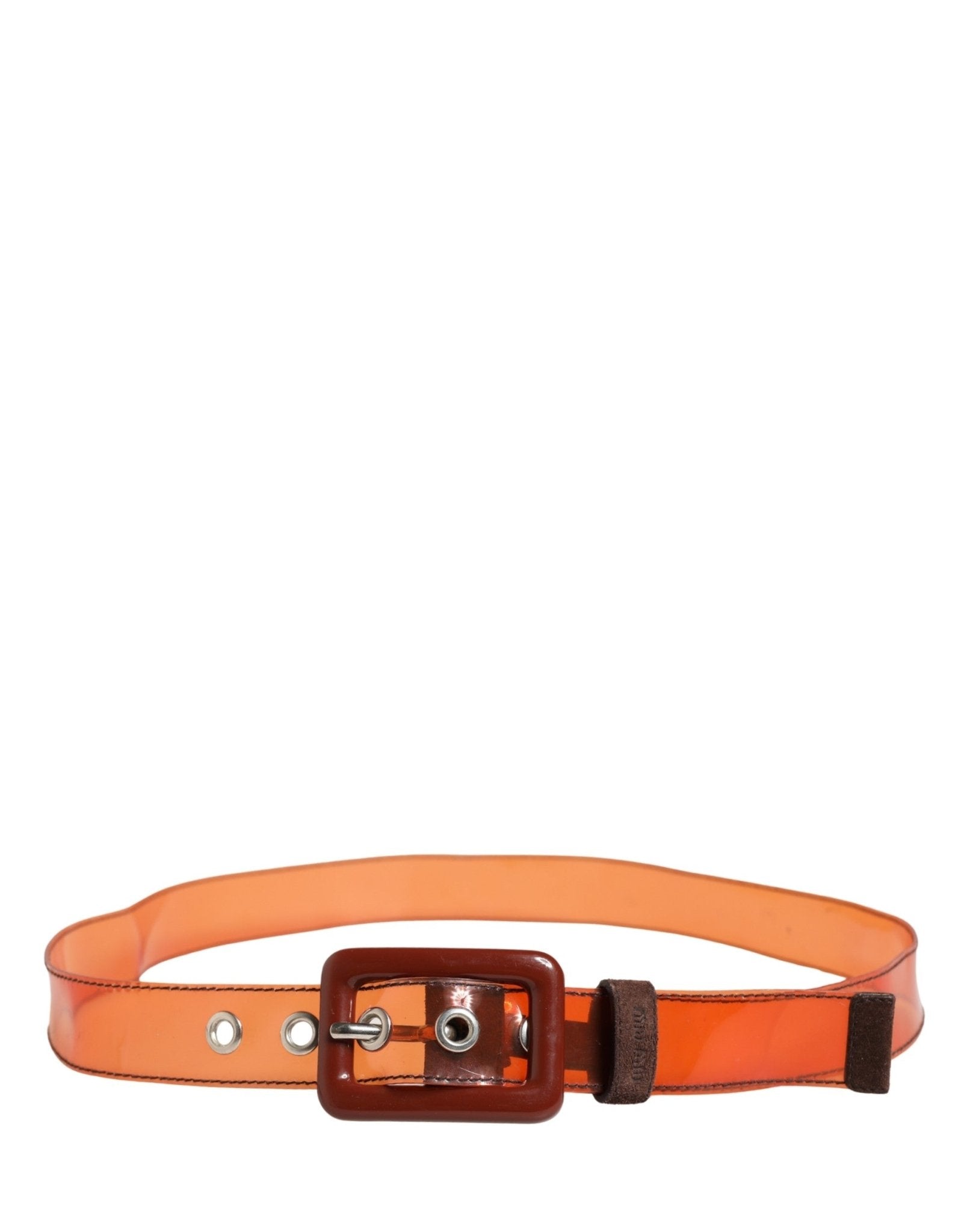 Orange PVC Waist Women Cintura Square Buckle Belt - TIZZIL