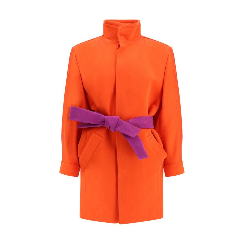 Orange Silk Coat - TIZZIL