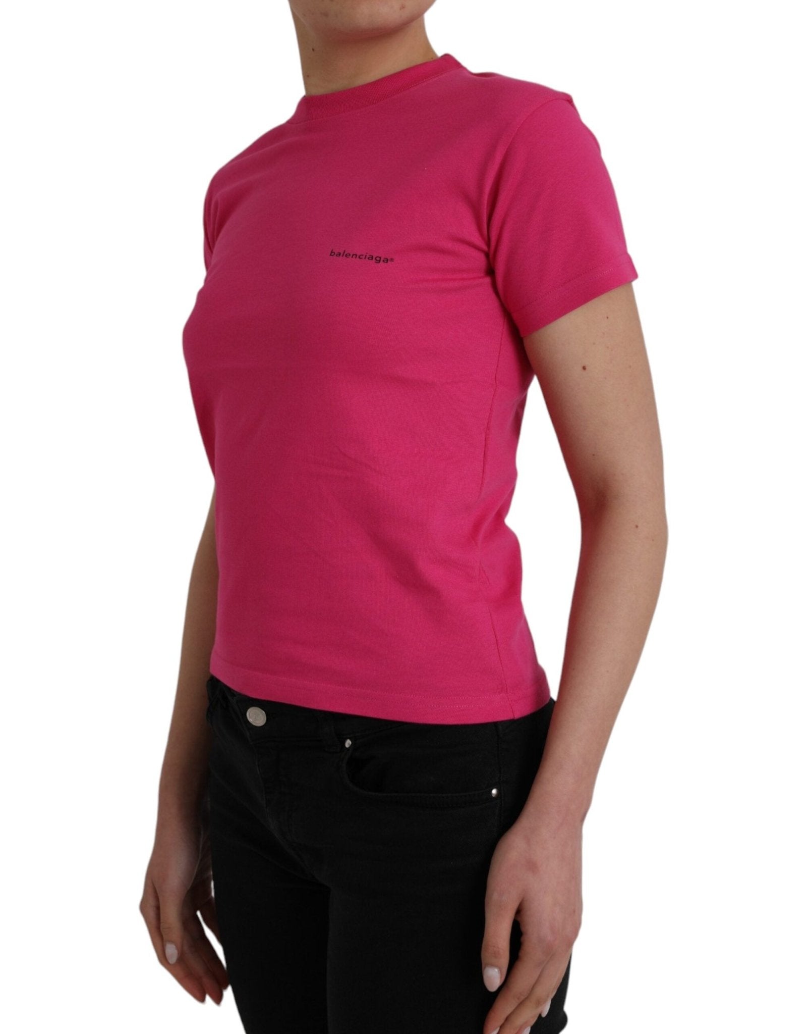 Pink Cotton Crew Neck Short Sleeves Tee T-shirt - TIZZIL