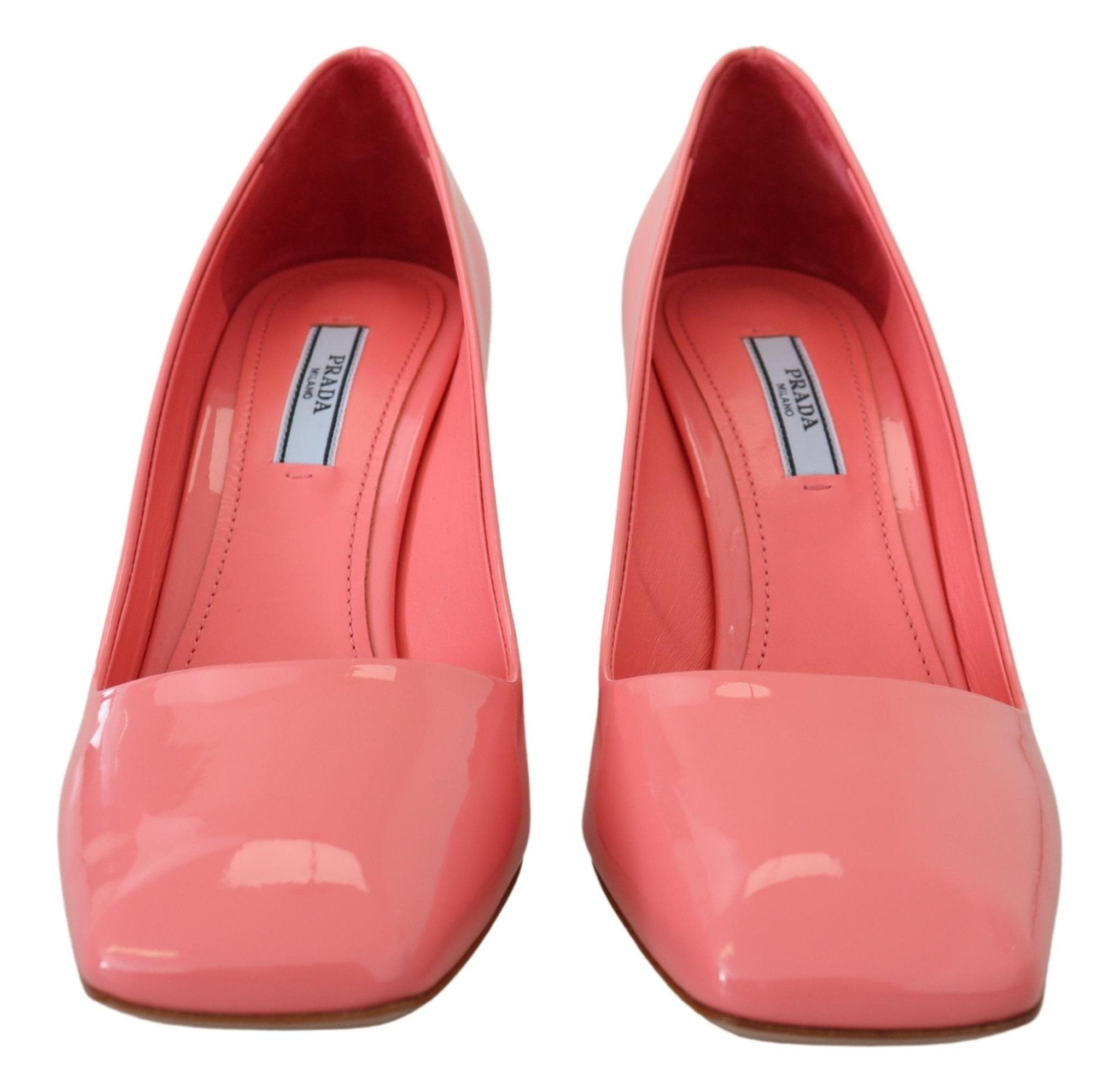 Pink Patent Leather Block Heels Pumps Classic - TIZZIL