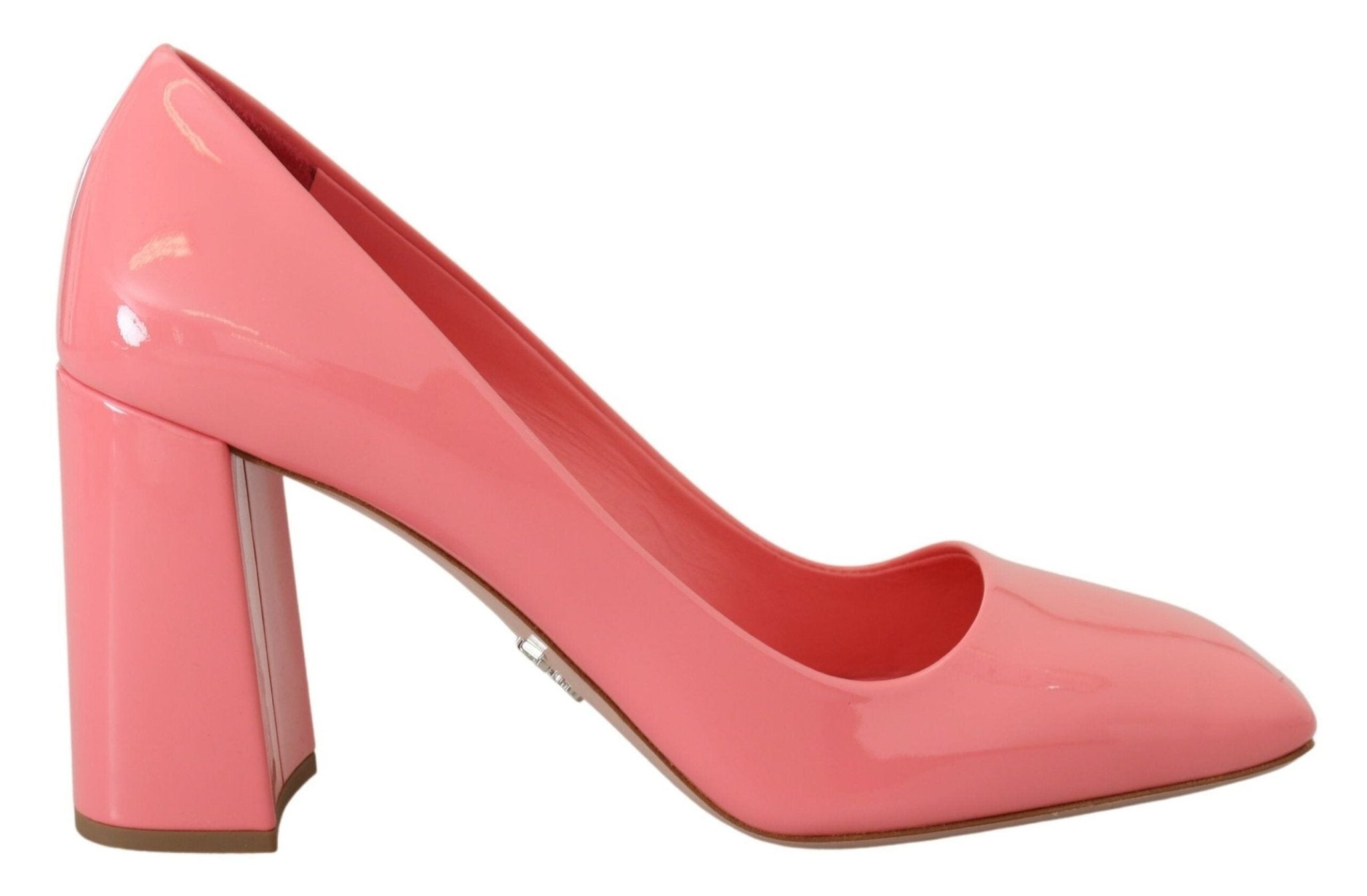 Pink Patent Leather Block Heels Pumps Classic - TIZZIL