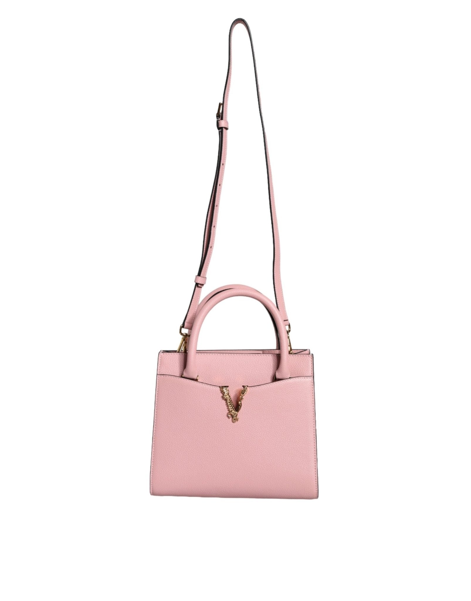 Pink Small Top Handle Grainy Calf Leather Crossbody Bag - TIZZIL