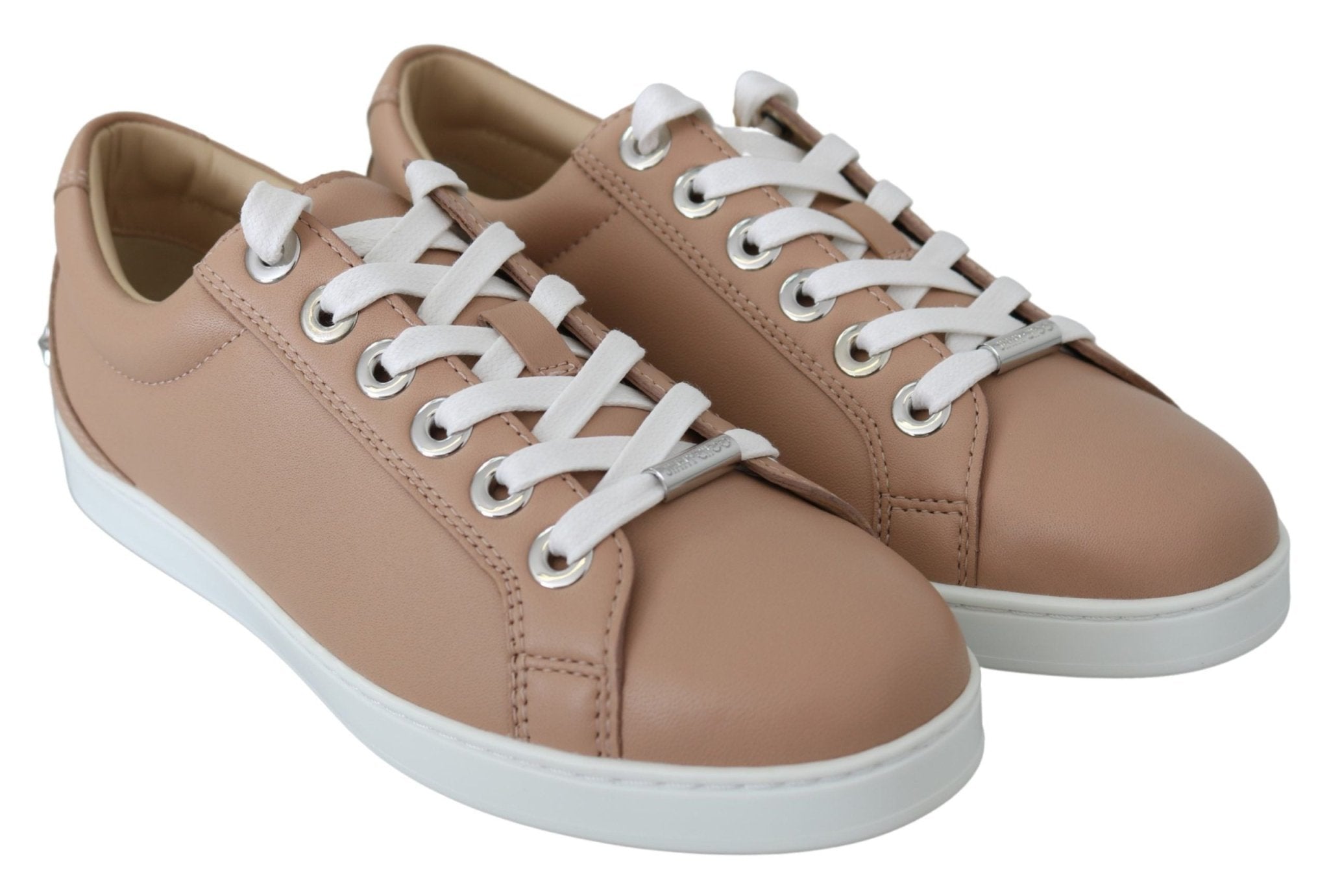 Powder Pink Leather Cash Sneakers - TIZZIL