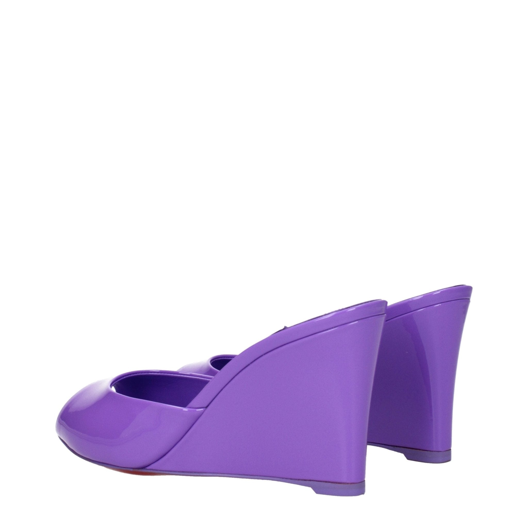 Purple Leather Wedge Sandals - TIZZIL