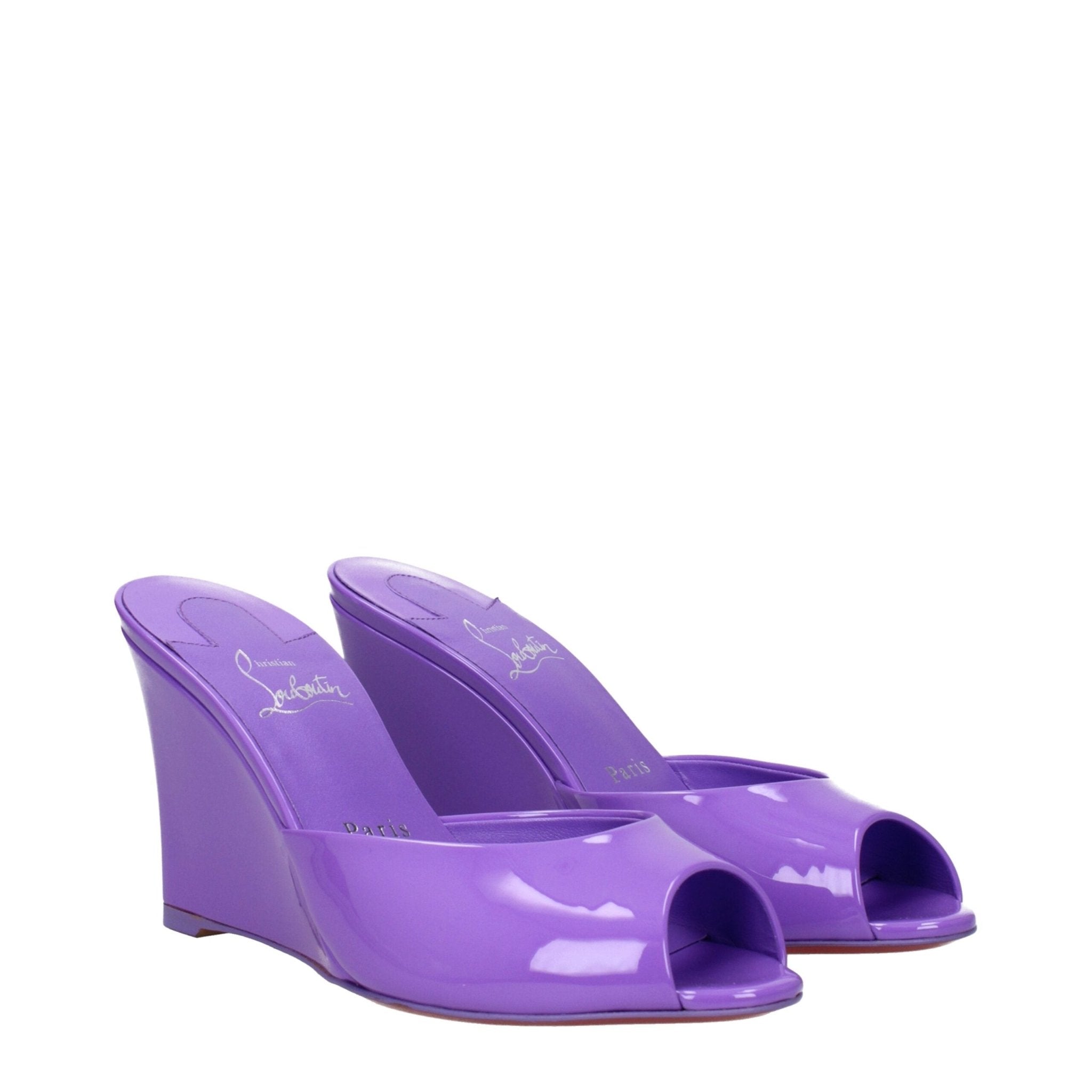 Purple Leather Wedge Sandals - TIZZIL