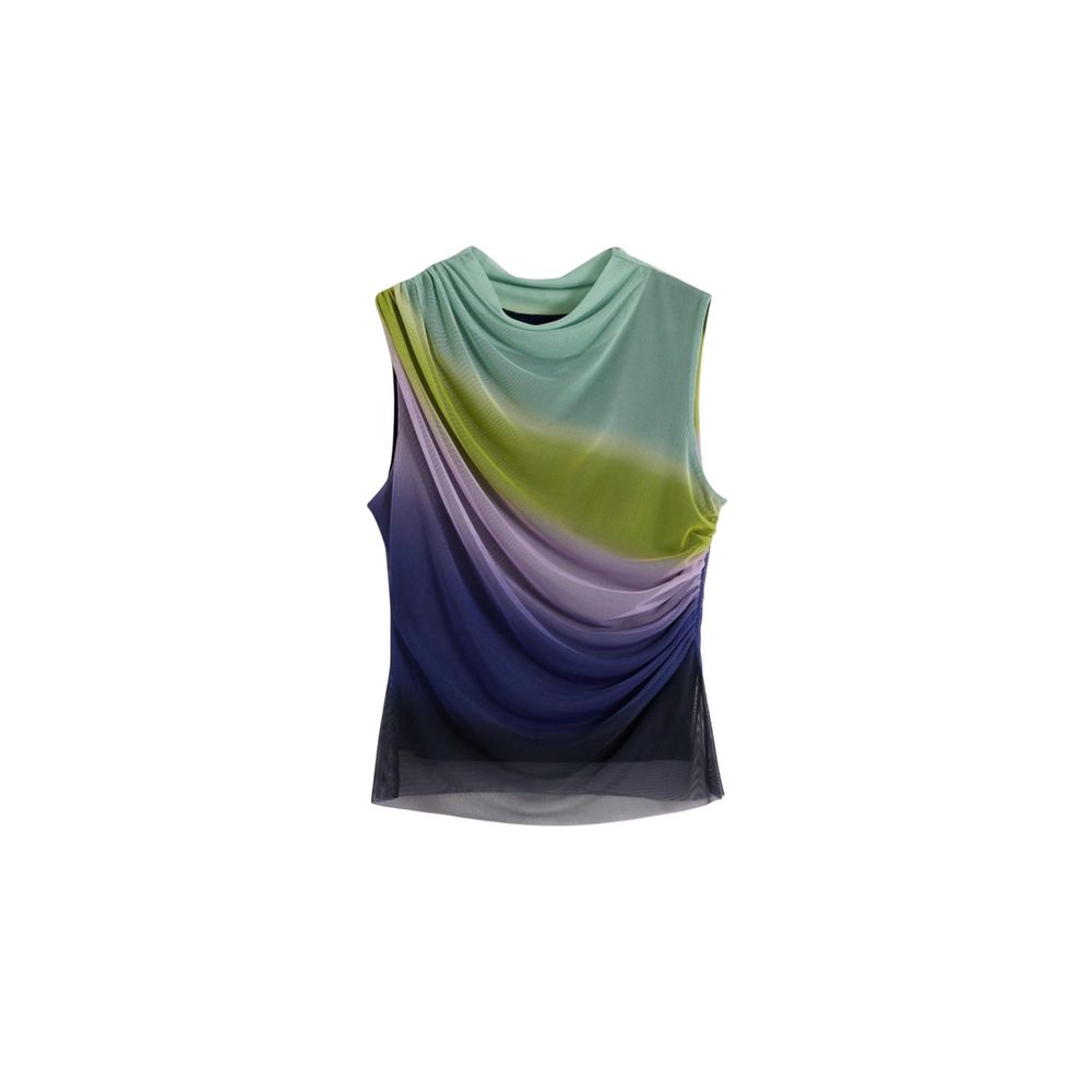 Purple Polyester Sleeveles T-Shirt - TIZZIL