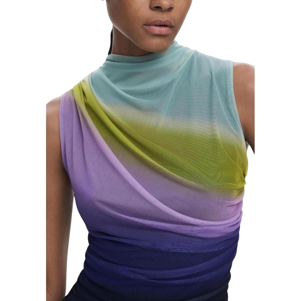 Purple Polyester Sleeveles T-Shirt - TIZZIL