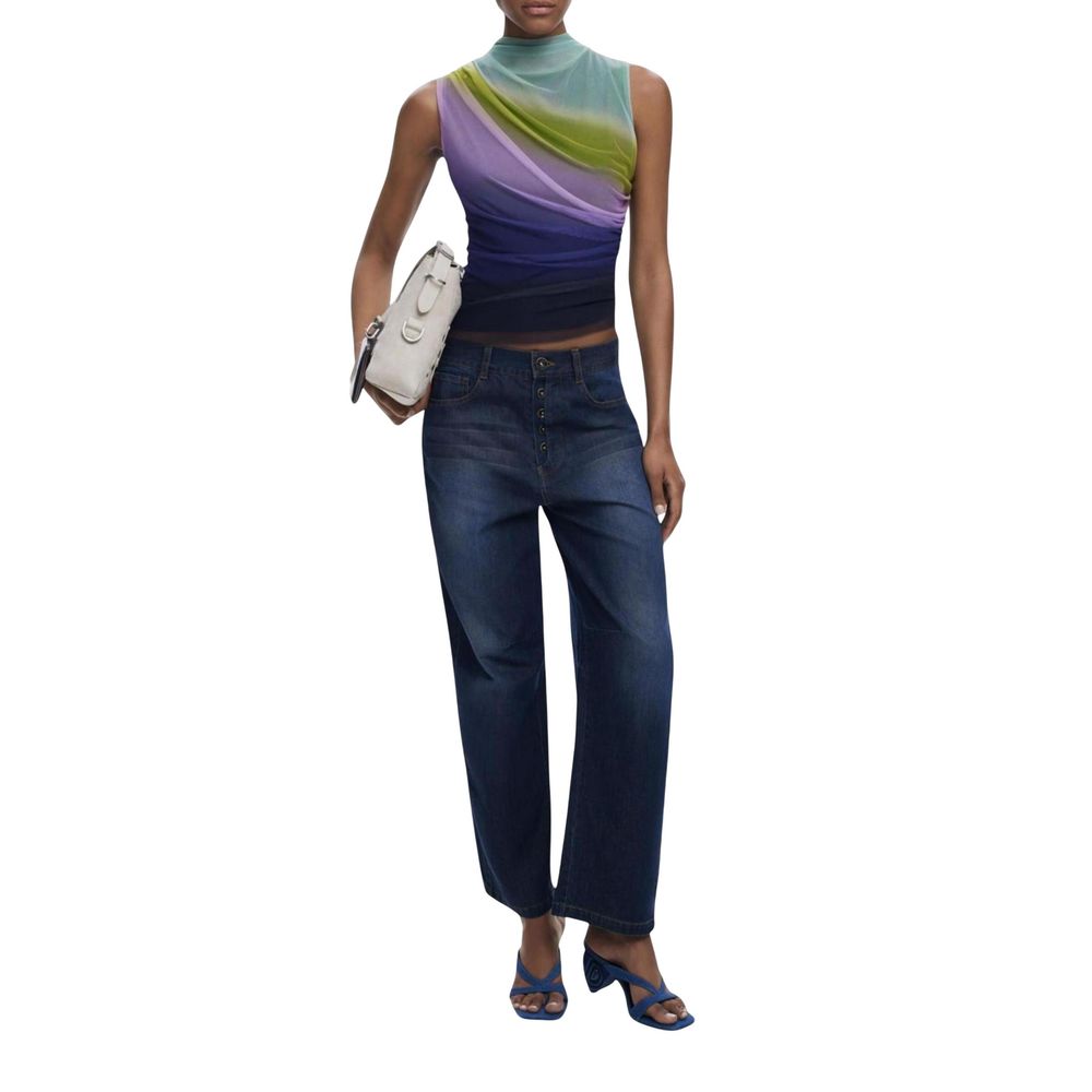 Purple Polyester Sleeveles T-Shirt - TIZZIL