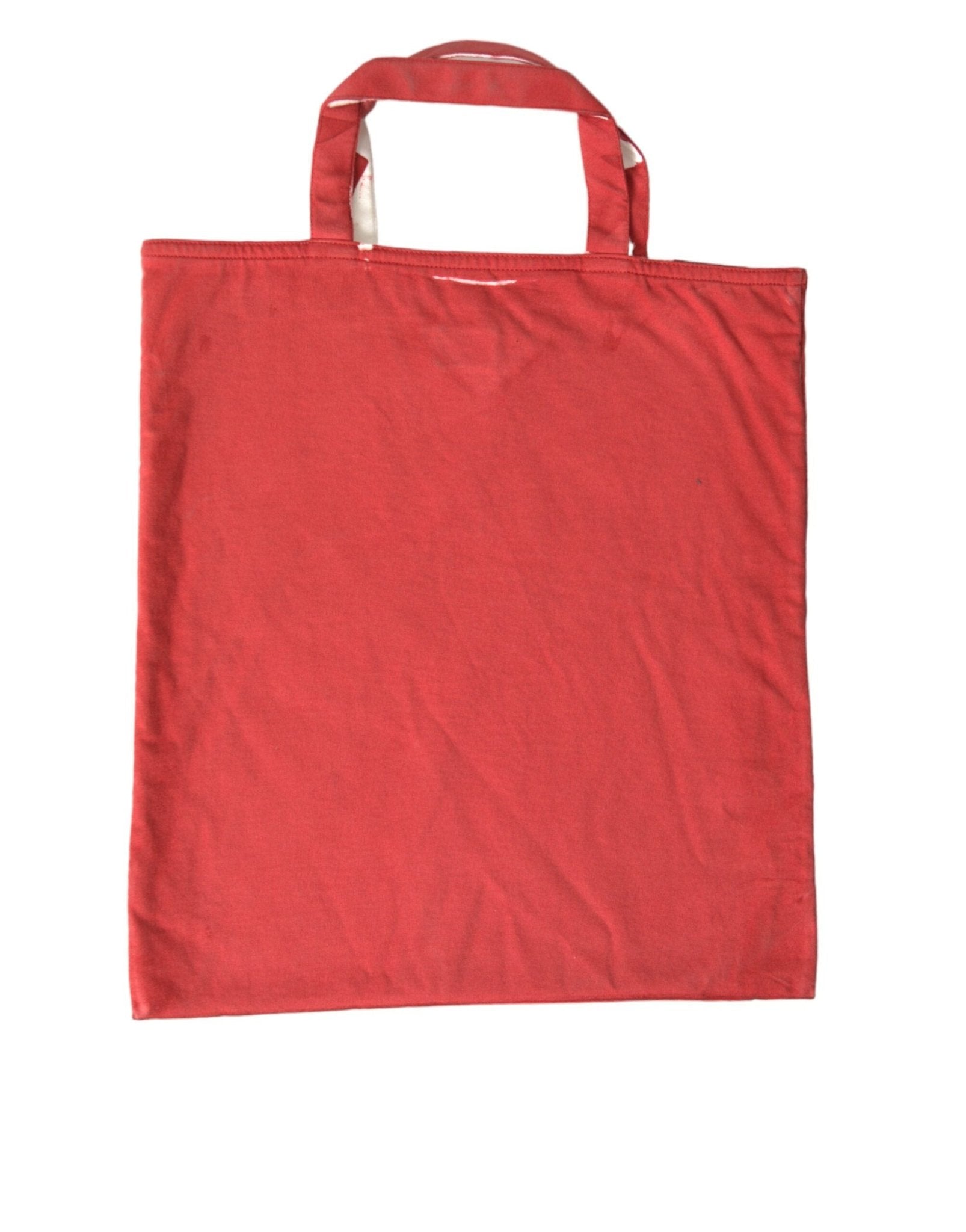 Red Jersey Fabric Logo Shoulder Shopping Tote Bag - TIZZIL
