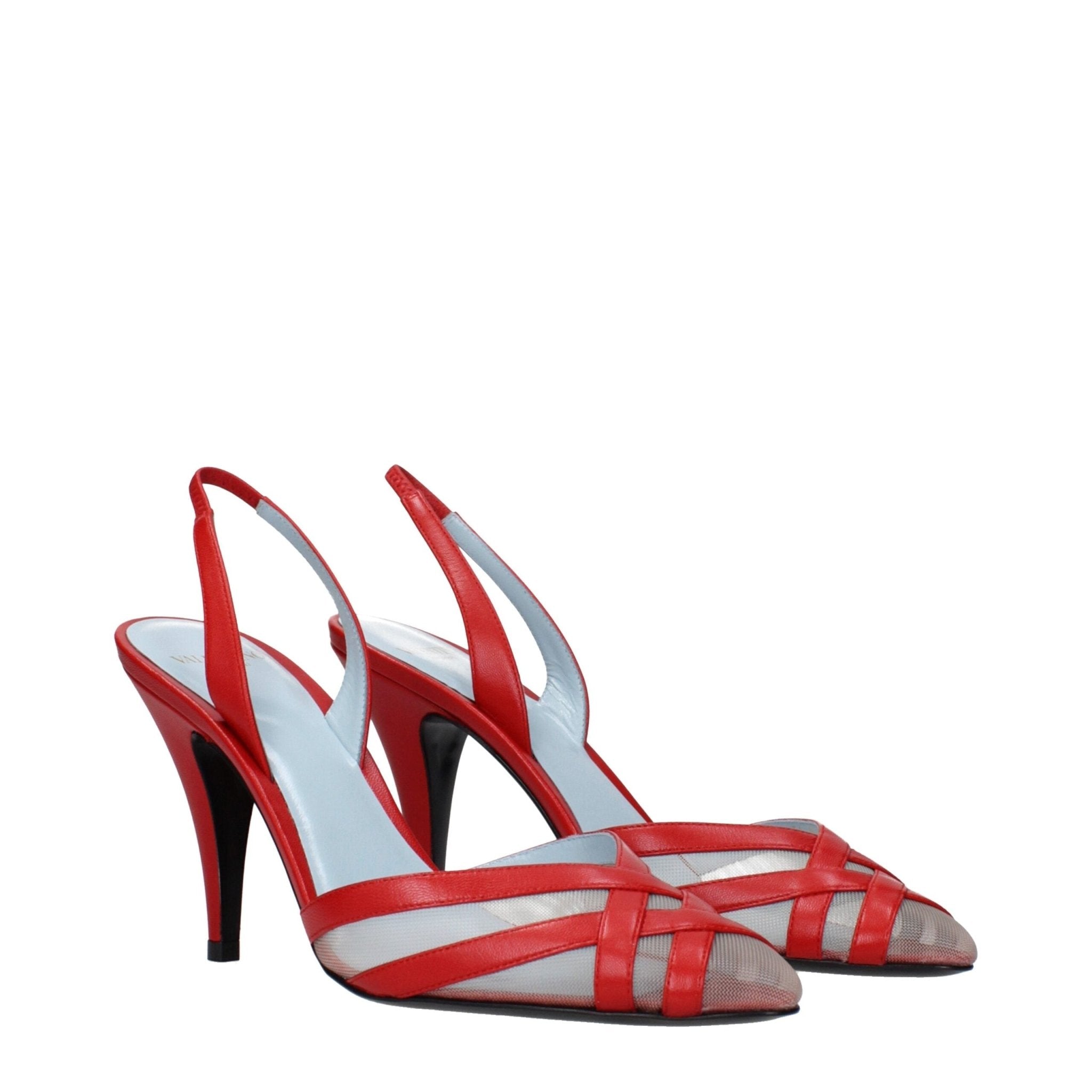 Red Leather Stiletto Heel Sandals - TIZZIL