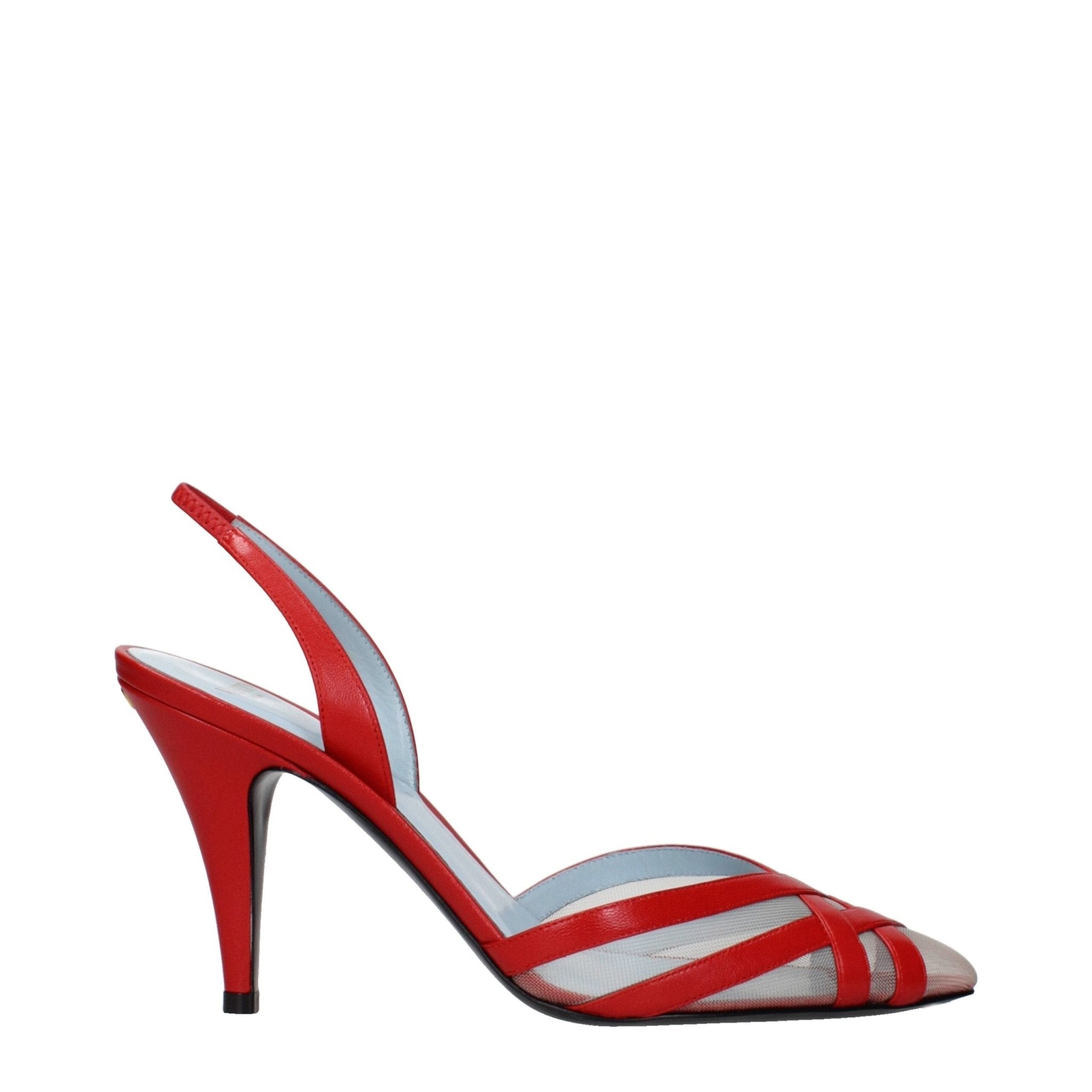 Red Leather Stiletto Heel Sandals - TIZZIL