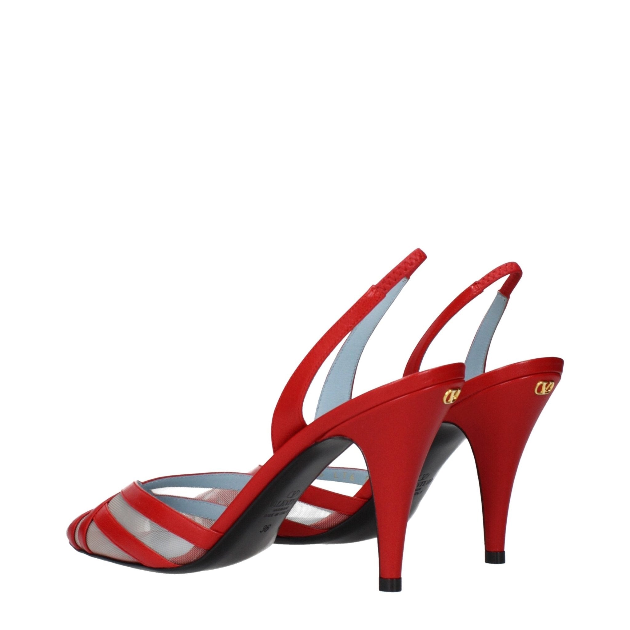 Red Leather Stiletto Heel Sandals - TIZZIL