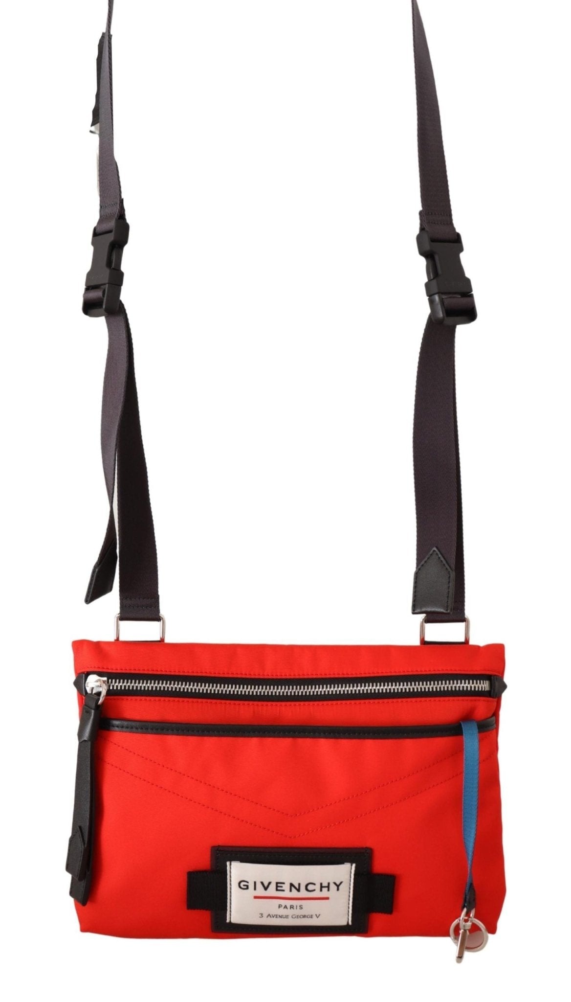 Red Polyamide Downtown Flat Crossbody Bag - TIZZIL