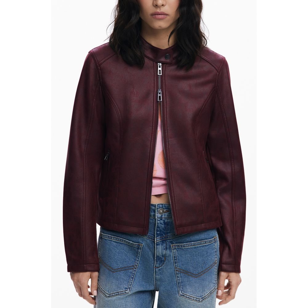 Red Polyester Women's Jacket - TIZZIL