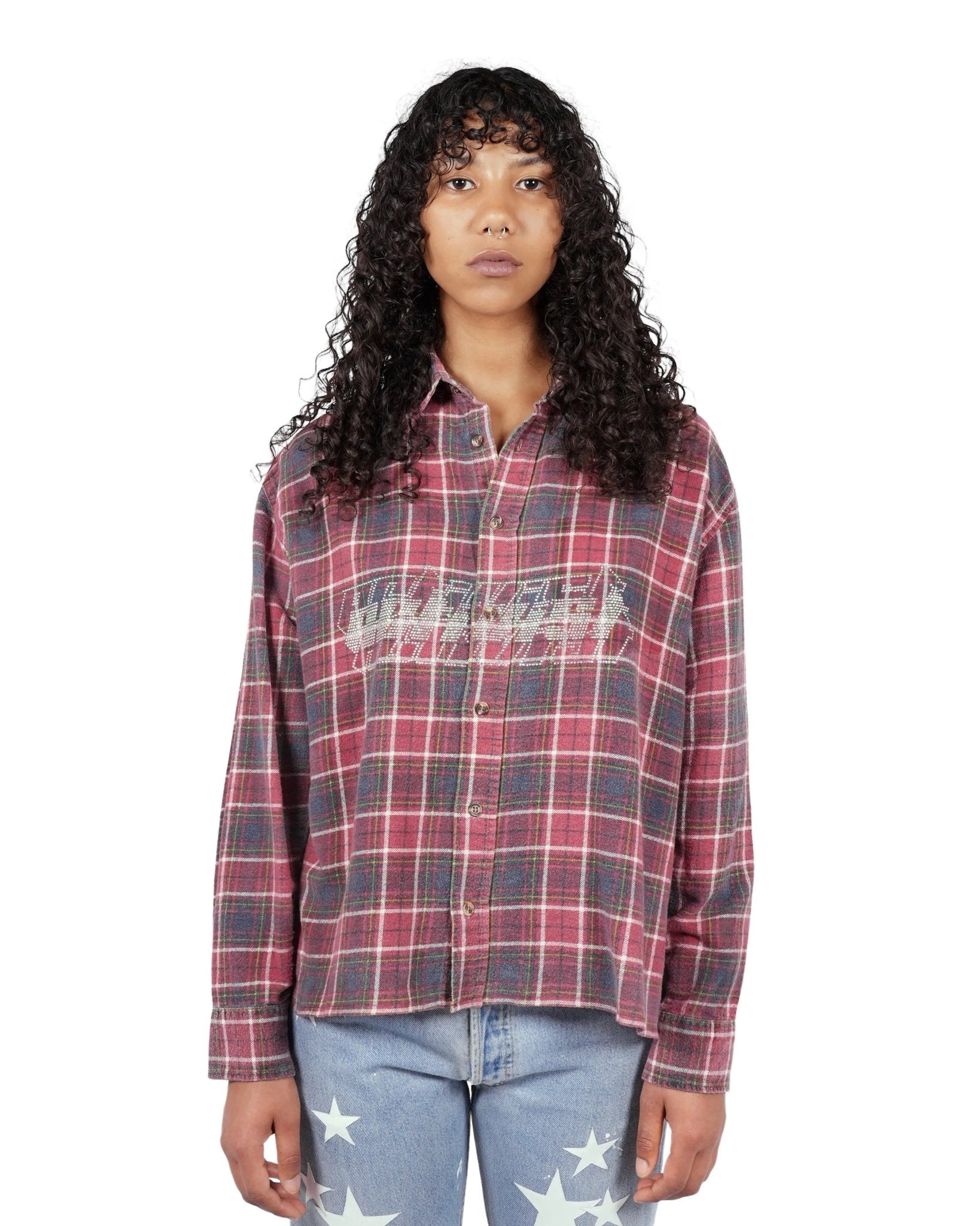 Rhinestones Flannel Shirt - TIZZIL