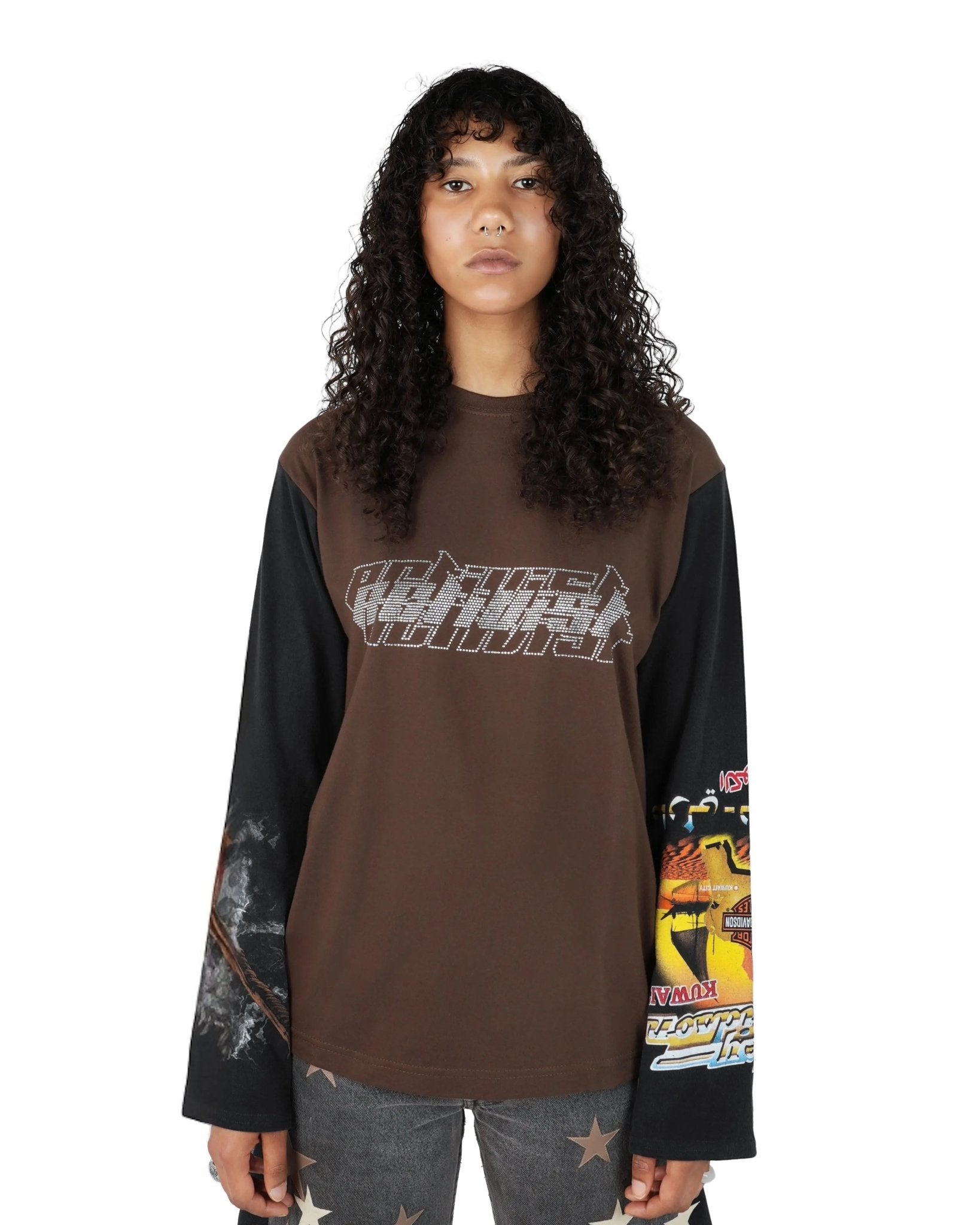 Rhinestones Long Sleeve T-Shirt - TIZZIL