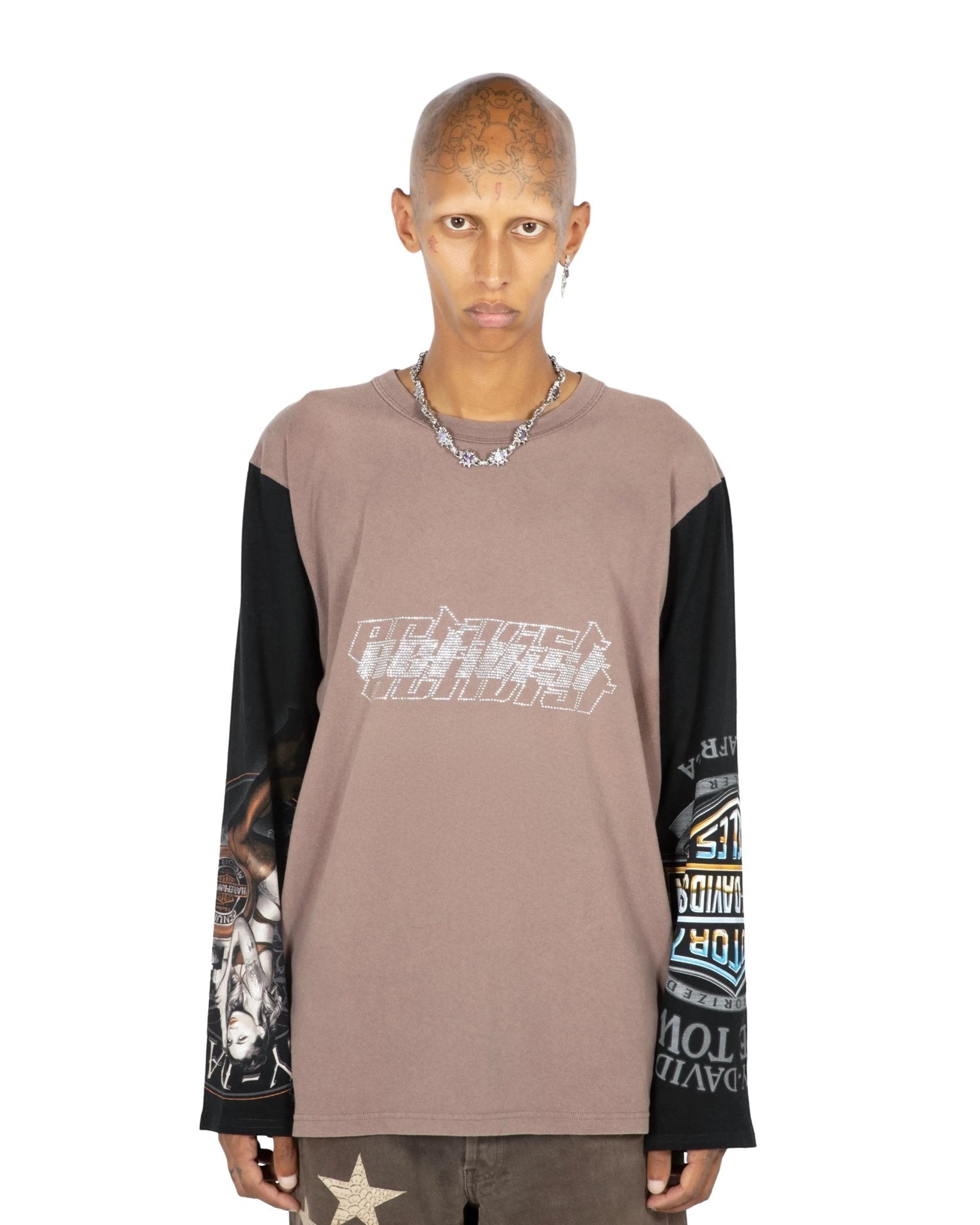 Rhinestones Long Sleeve T-Shirt - TIZZIL