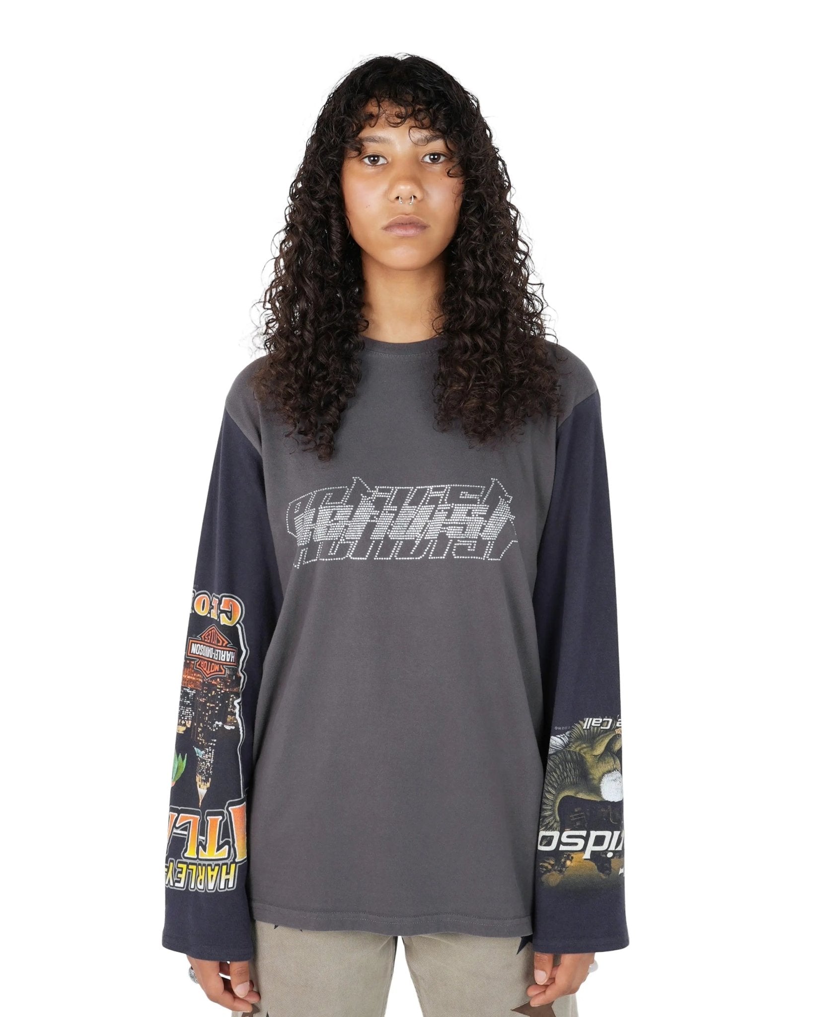 Rhinestones Long Sleeve T-Shirt - TIZZIL