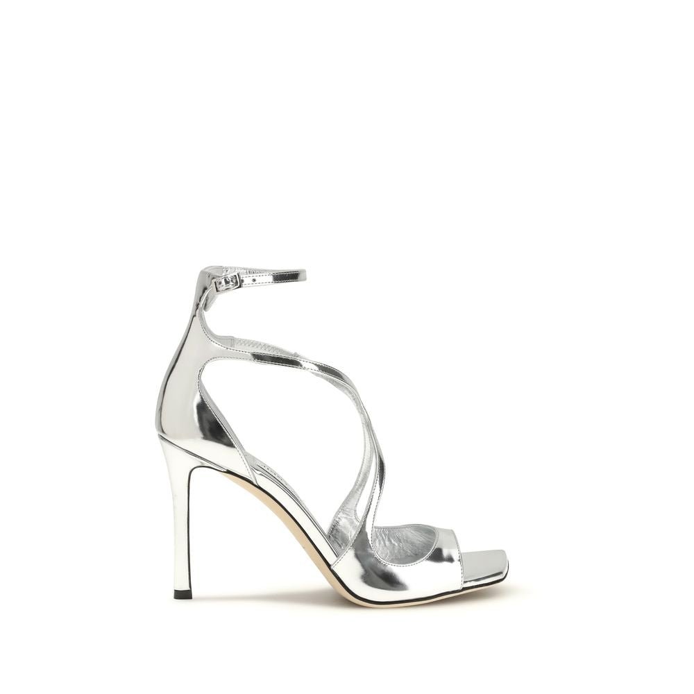 Silver Calf Leather Bos Taurus Stiletto Heel Sandals - TIZZIL