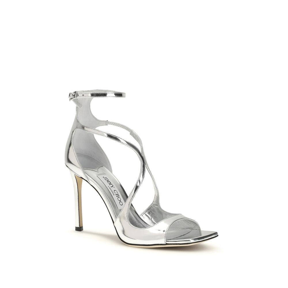 Silver Calf Leather Bos Taurus Stiletto Heel Sandals - TIZZIL