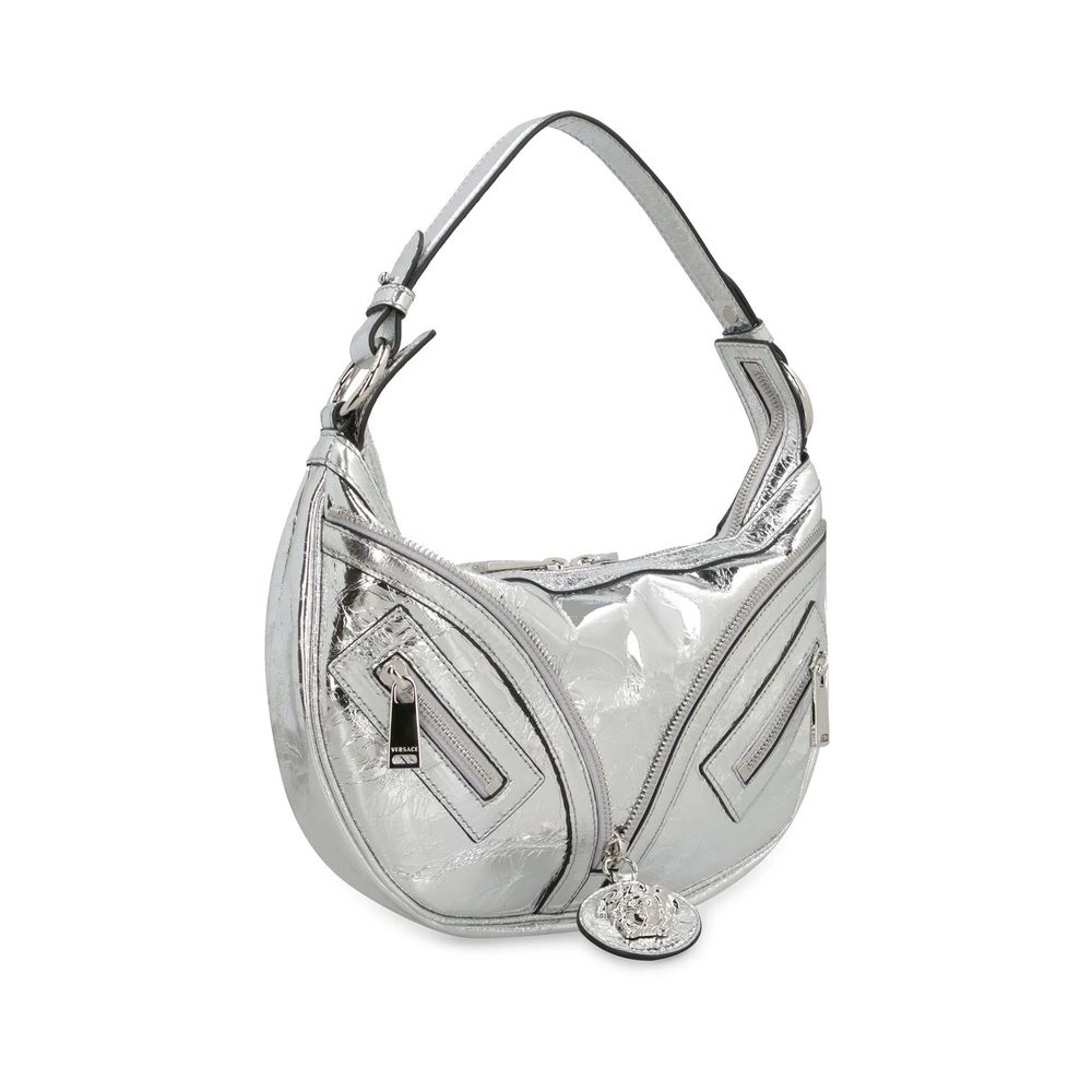 Silver Lamb Leather Shoulder Bag - TIZZIL