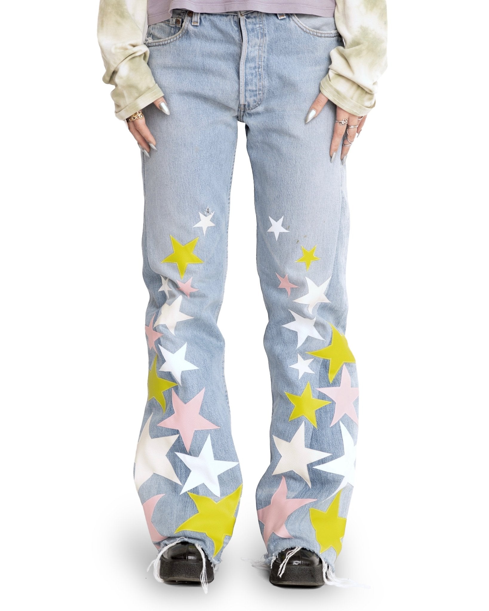 STAR SHOWER DENIM PANTS - TIZZIL
