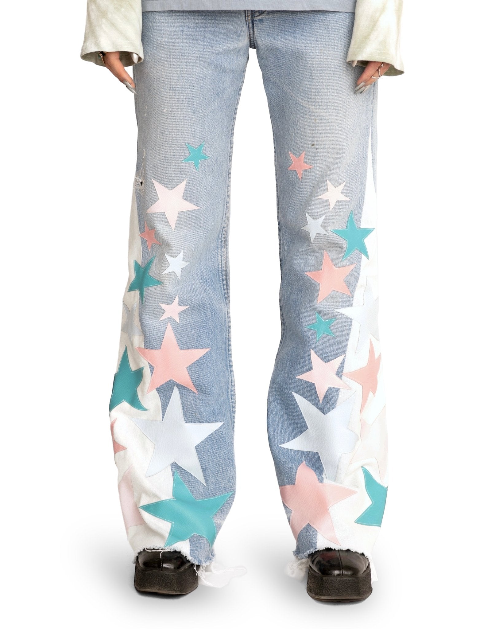 STAR SHOWER DENIM PANTS - TIZZIL