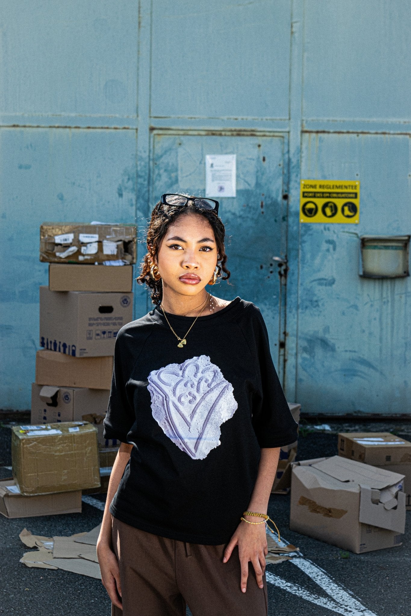 T-shirt crop Béton - TIZZIL