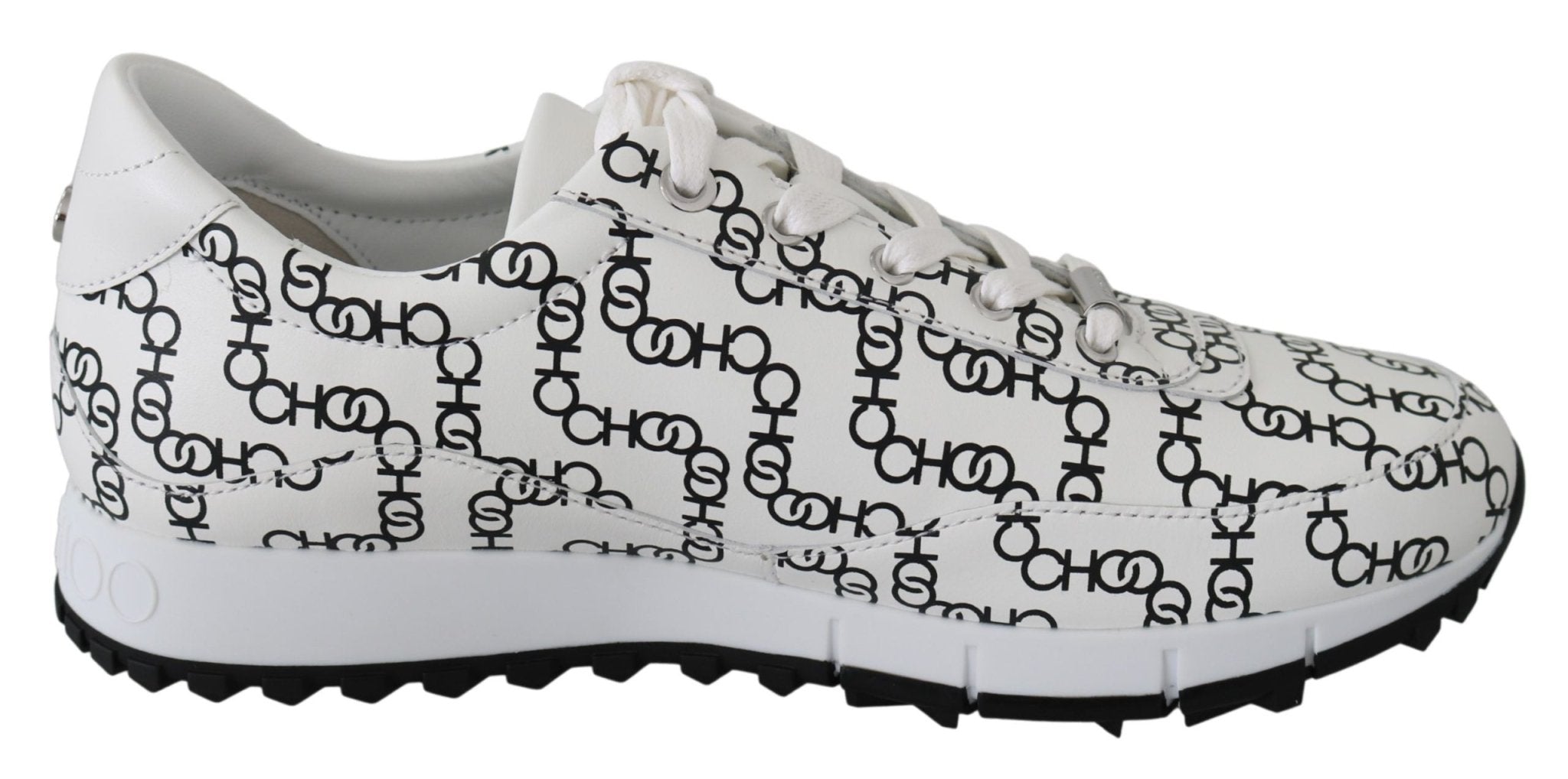 White and Black Leather Monza Sneakers - TIZZIL