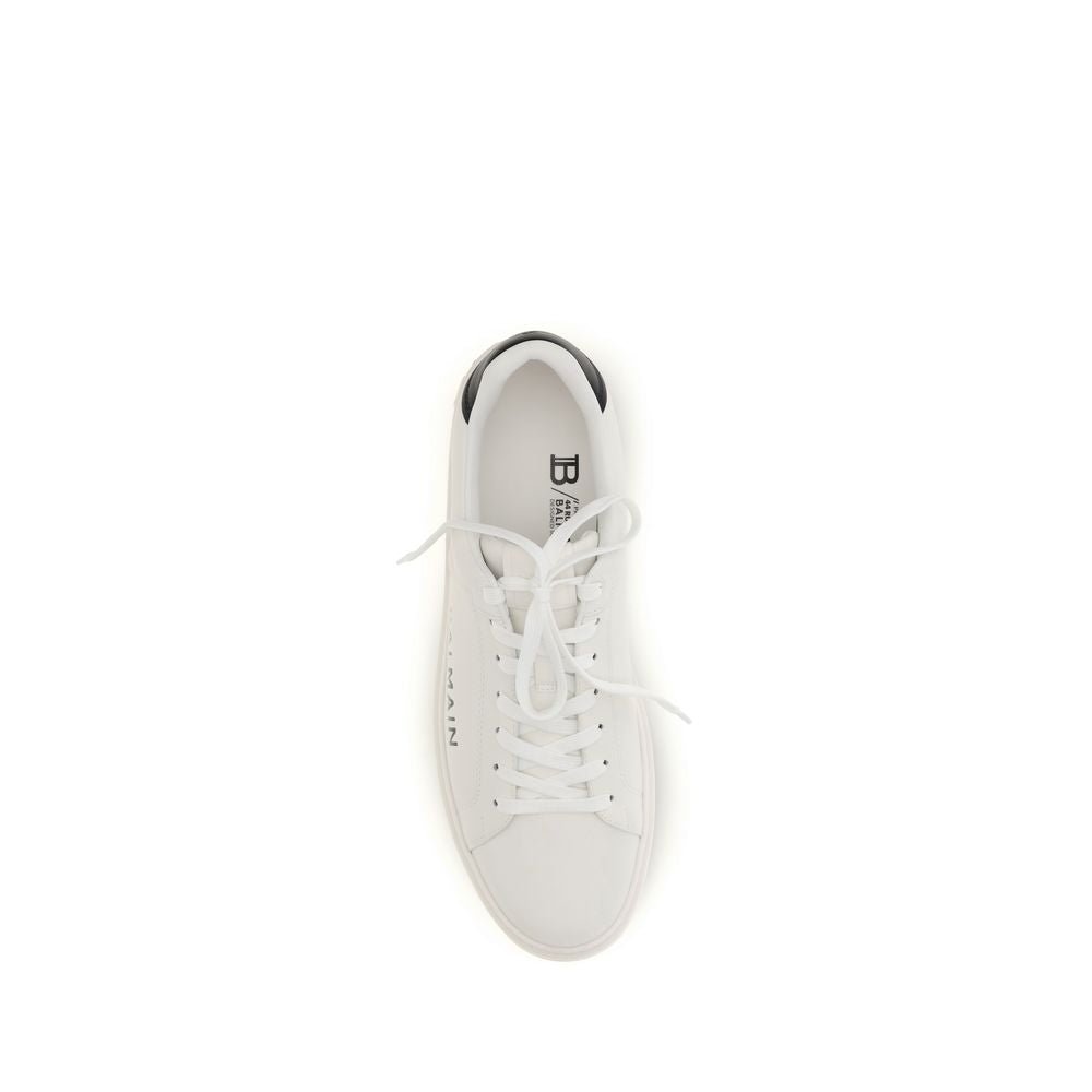 White Calf Leather Bos Taurus Low Top Sneakers - TIZZIL