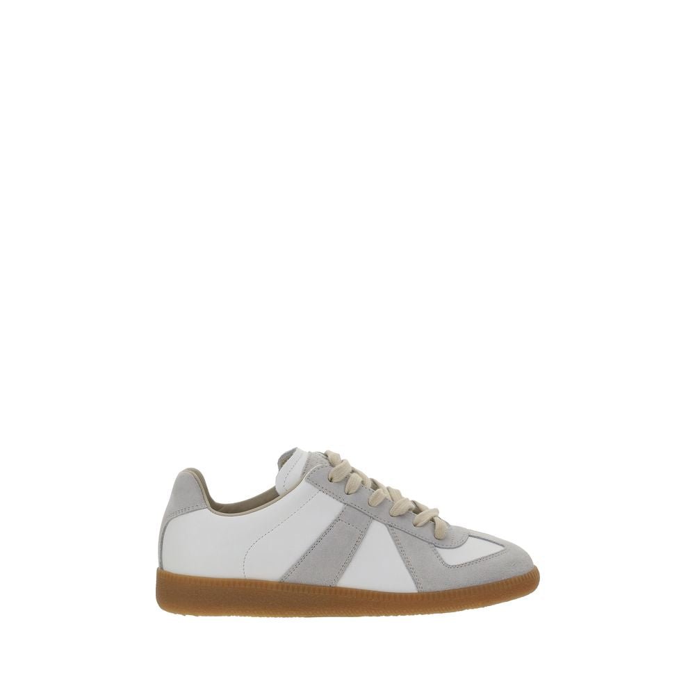 White Calf Leather Bos Taurus Low Top Sneakers - TIZZIL