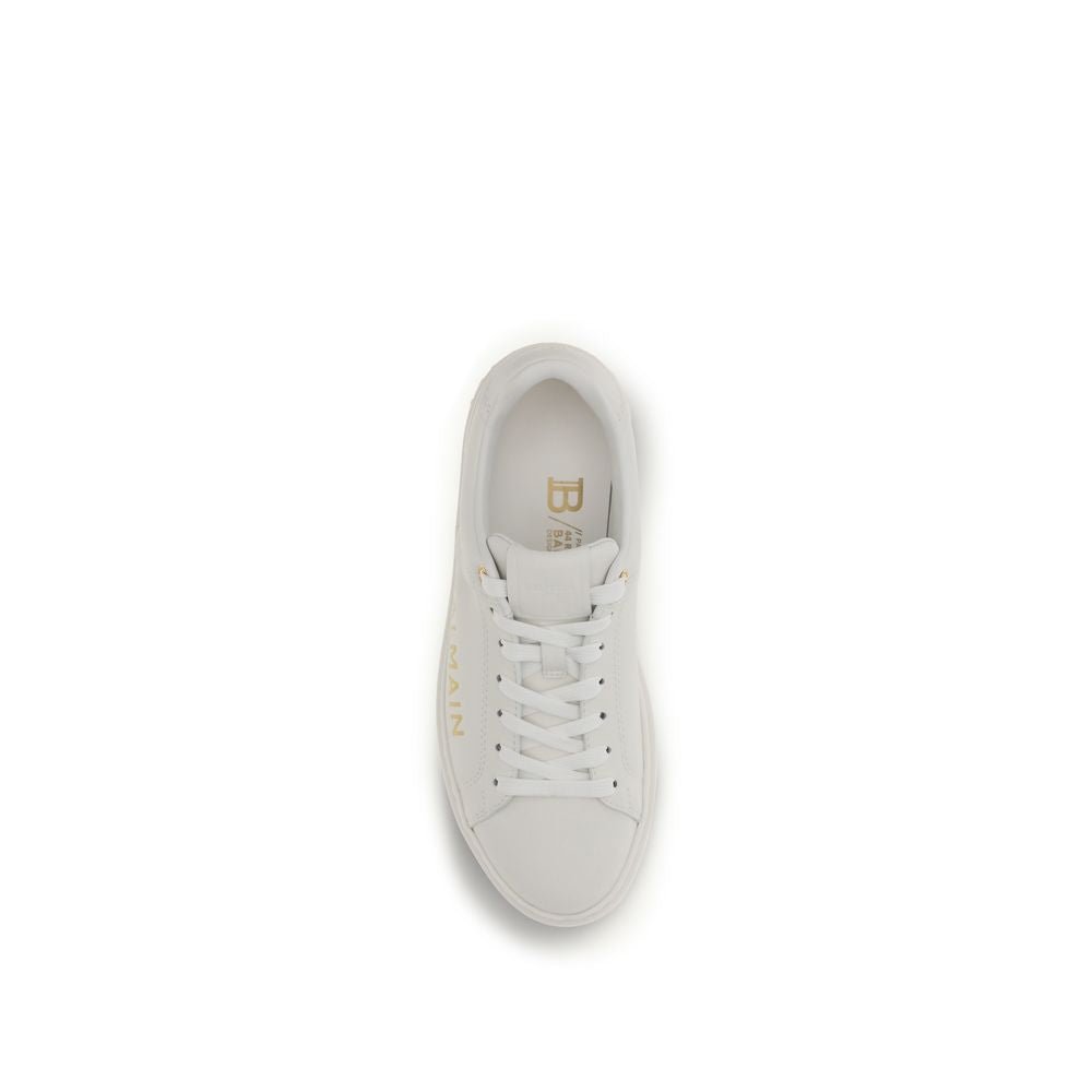White Calf Leather Bos Taurus Low Top Sneakers - TIZZIL