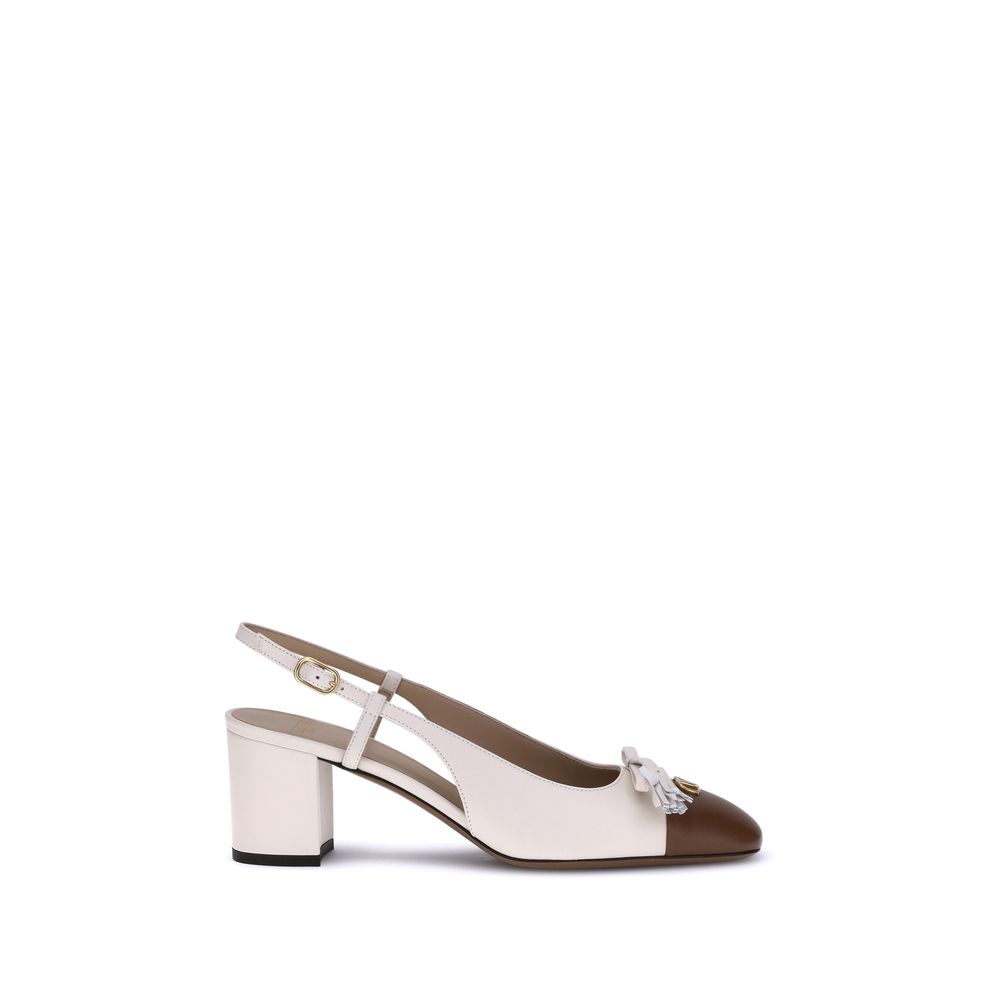 White Calf Leather Bos Taurus Mid Heel Pumps - TIZZIL