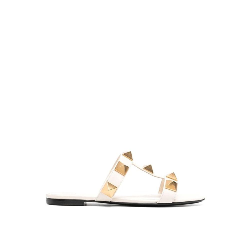 White Calfskin Flat Sandals - TIZZIL
