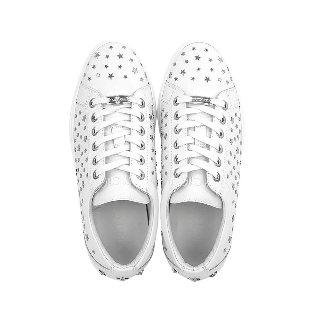 White Calfskin Low Top Sneakers - TIZZIL
