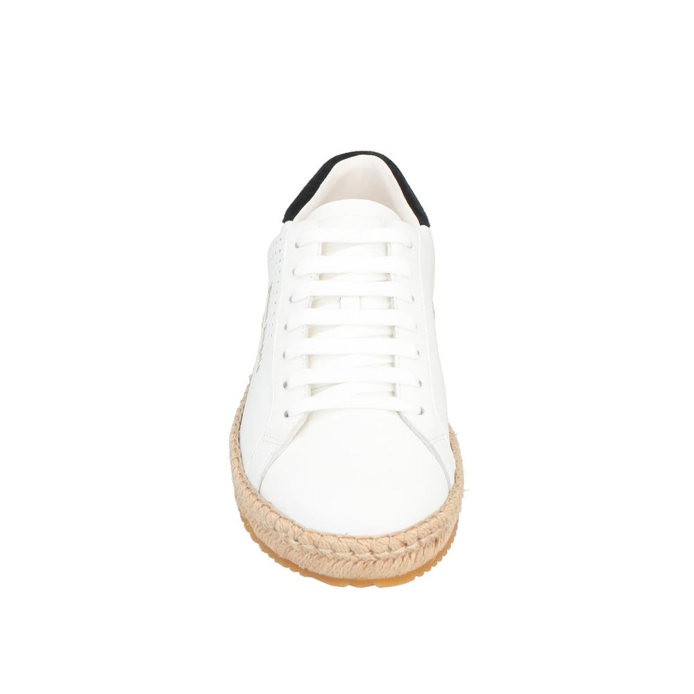 White Calfskin Low Top Sneakers - TIZZIL