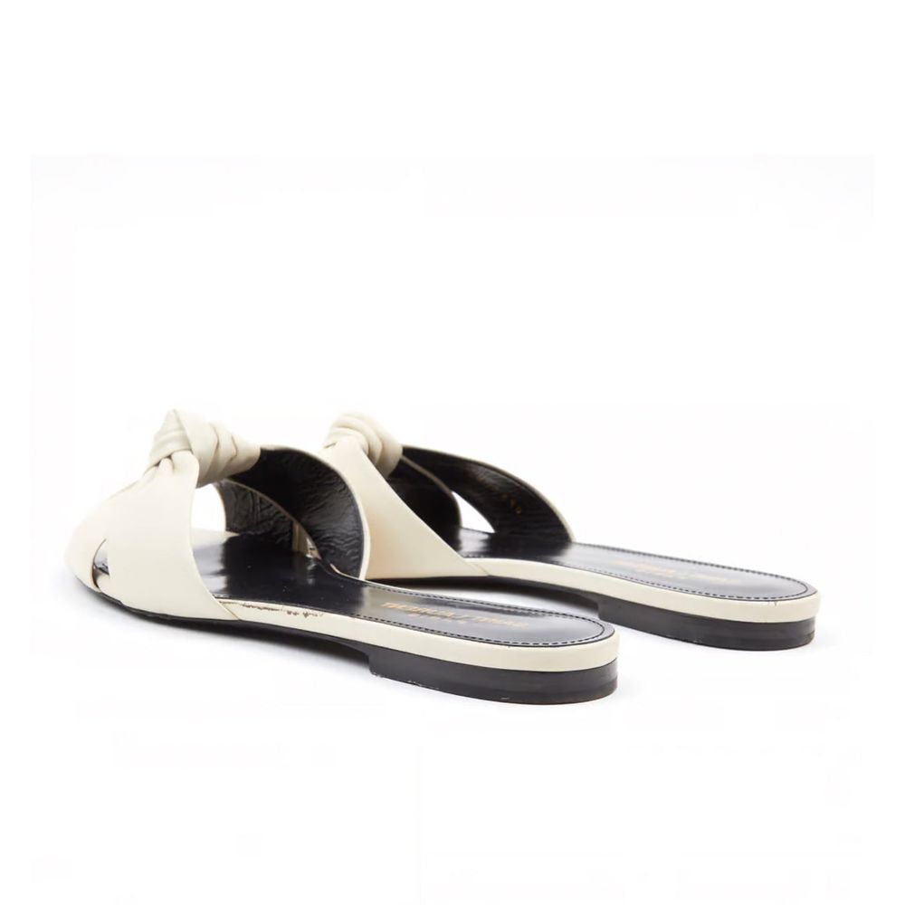 White Calfskin Slides - TIZZIL