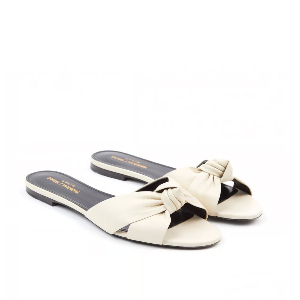 White Calfskin Slides - TIZZIL