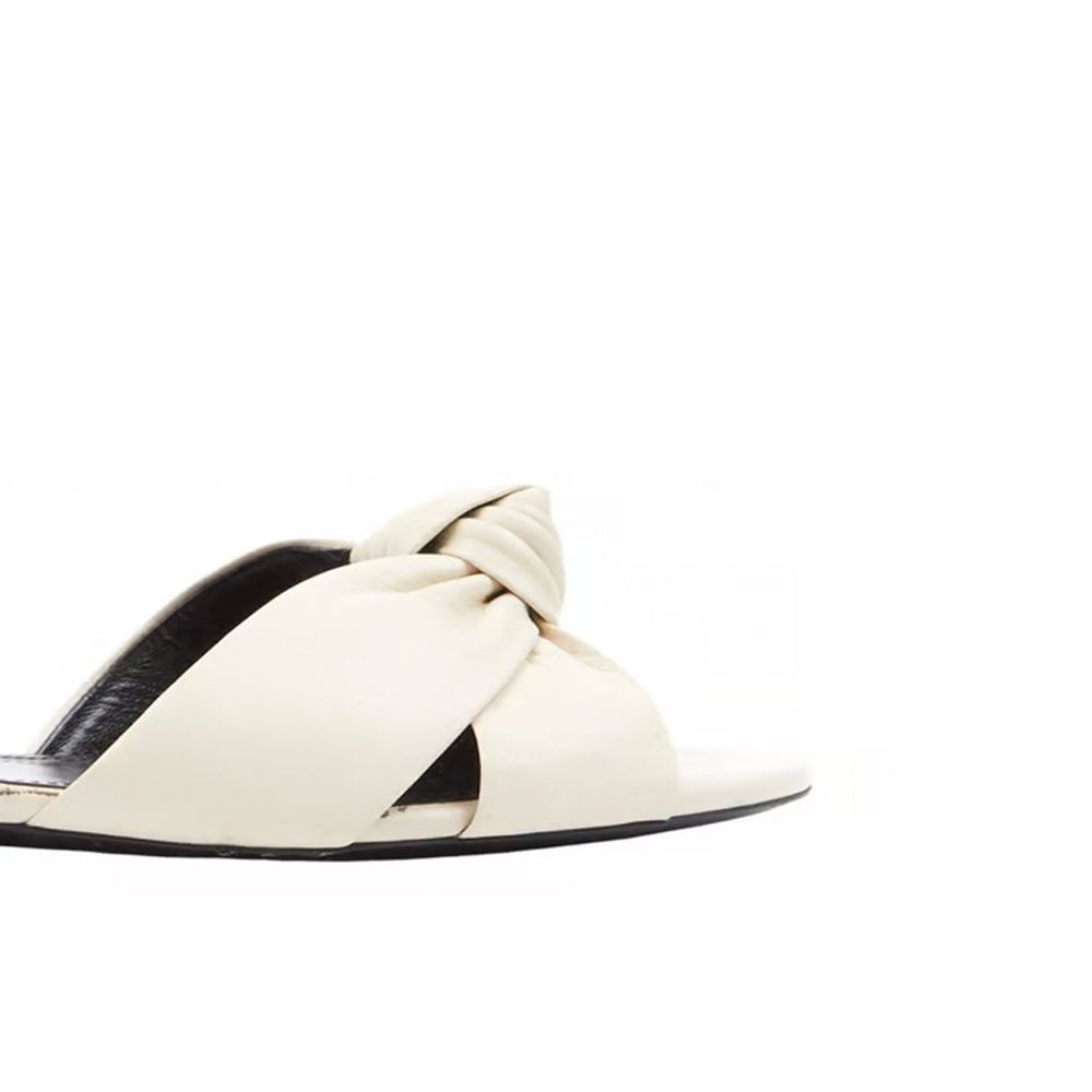White Calfskin Slides - TIZZIL