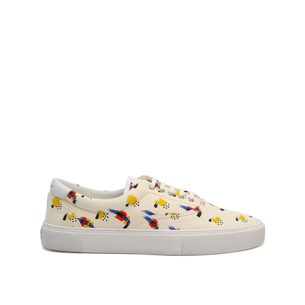 White Canvas Low Top Sneakers - TIZZIL