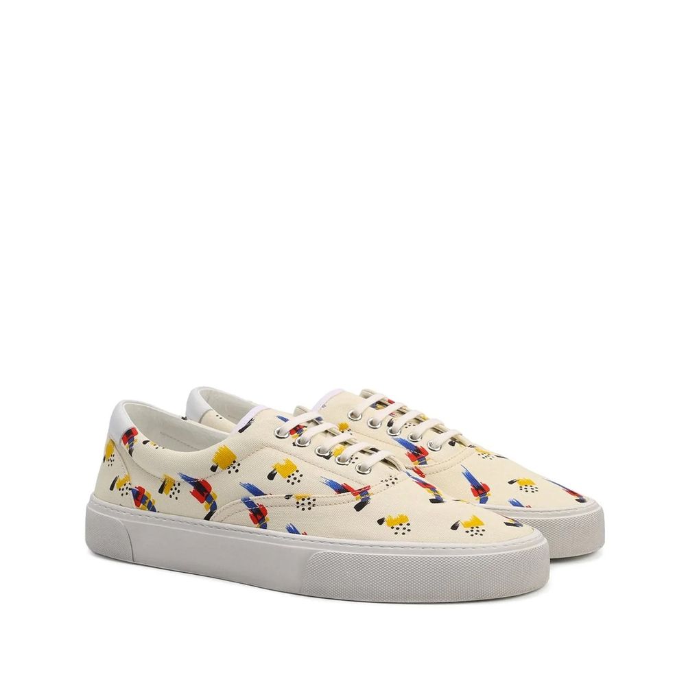White Canvas Low Top Sneakers - TIZZIL