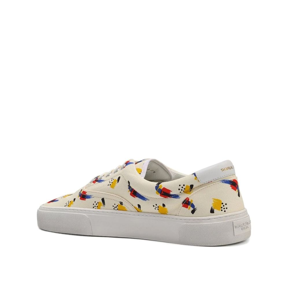 White Canvas Low Top Sneakers - TIZZIL