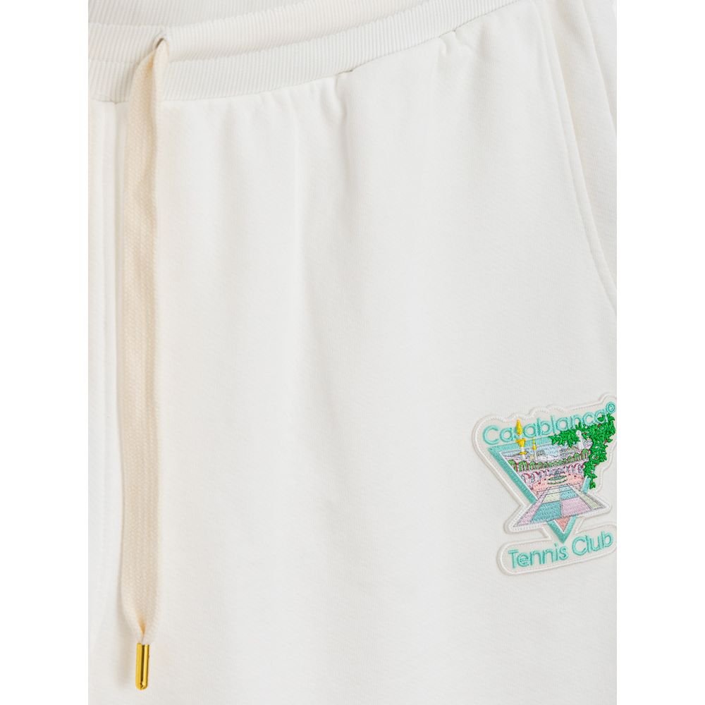 White Cotton Athletic Pants - TIZZIL