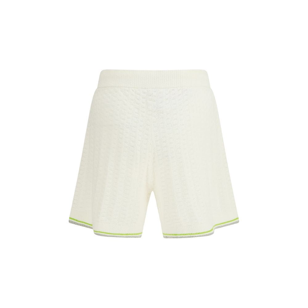 White Cotton Bermuda Shorts - TIZZIL