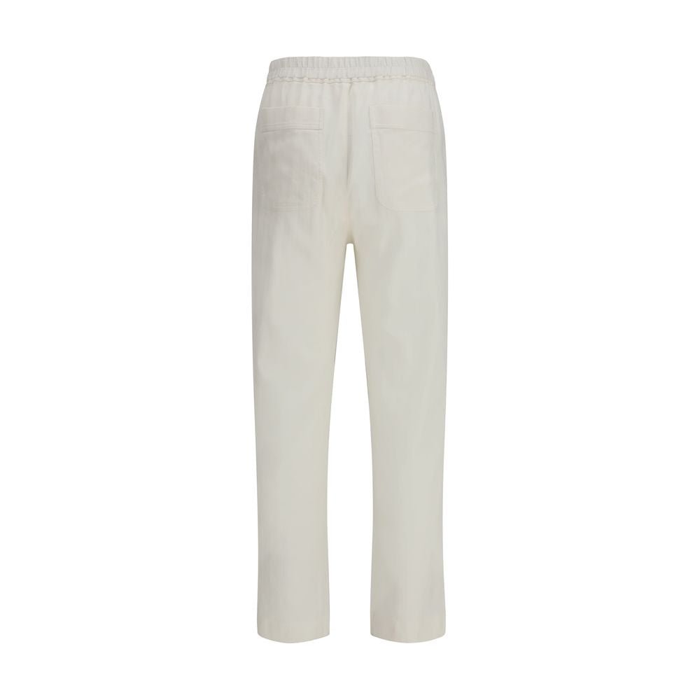 White Cotton Casual Pants - TIZZIL