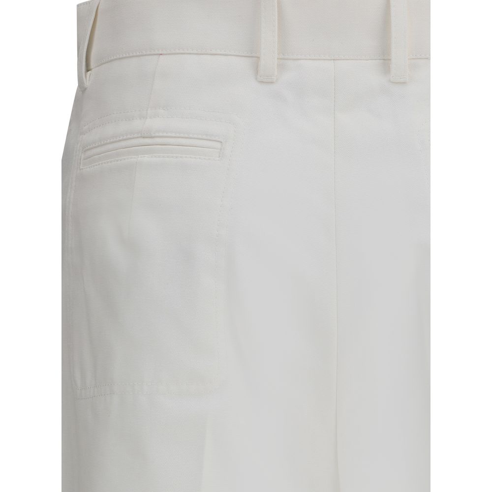 White Cotton Flared Pants - TIZZIL