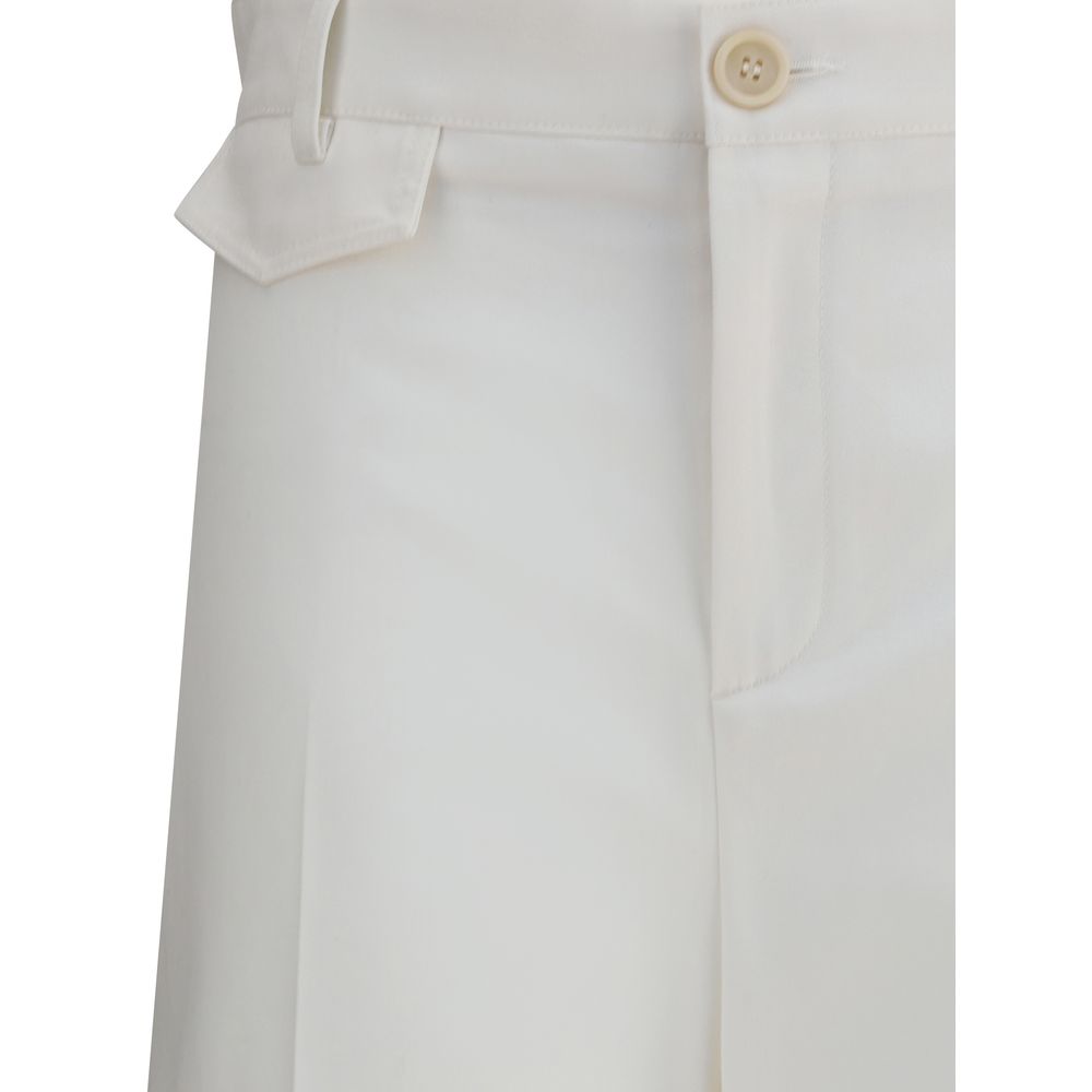 White Cotton Flared Pants - TIZZIL